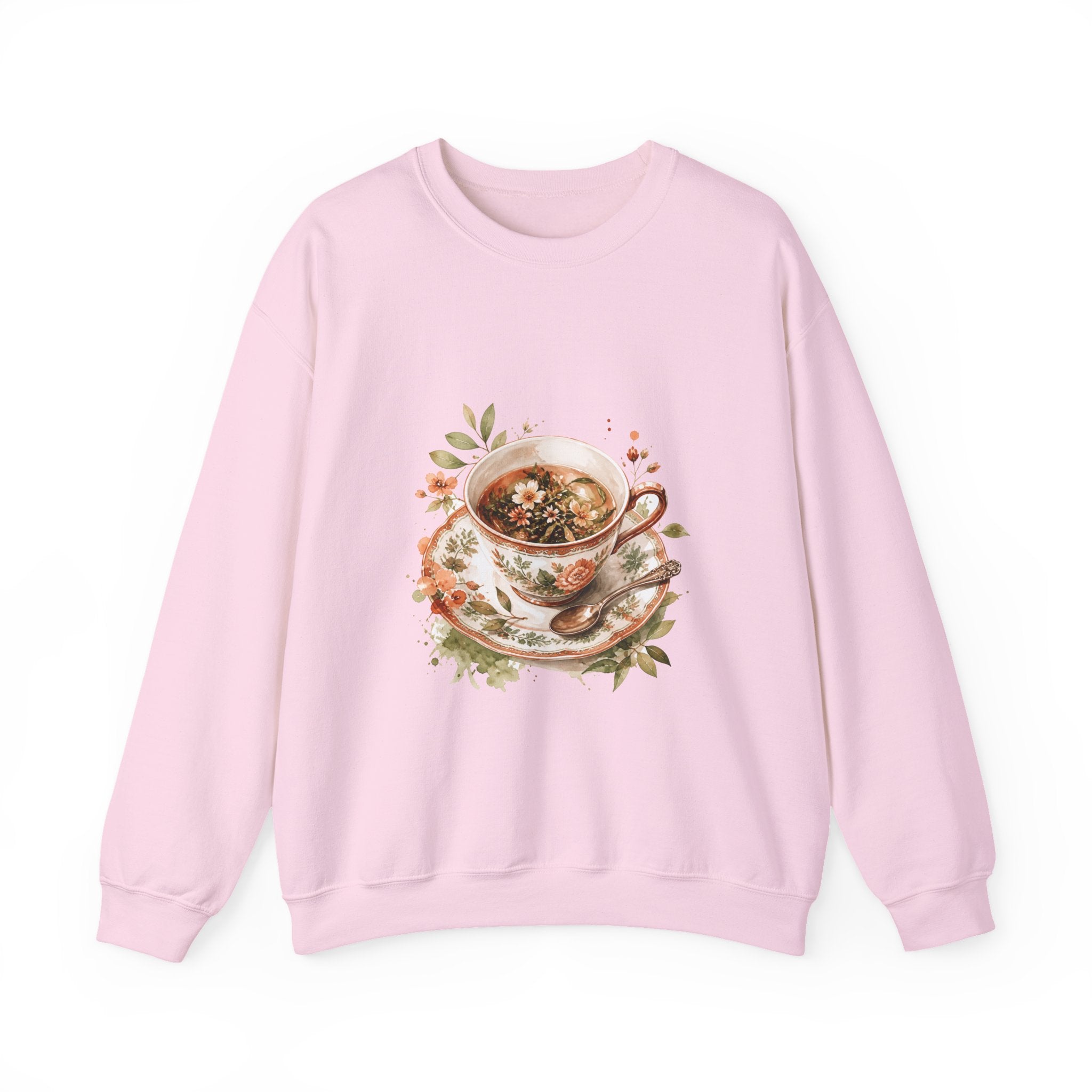Matching Couple Sweatshirt - Coffee & Tea Matching Couple Crewneck Sweatshirt Watercolor Art His Hers Engagement Gift - Design B