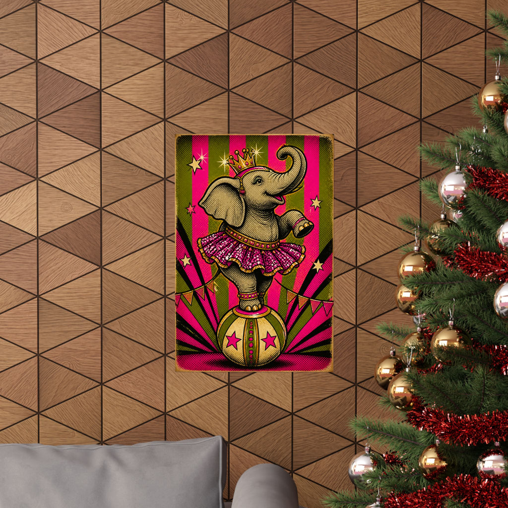 Elephant on Ball Wall Art Poster 24×36 Pop Art Restaurant Decor Maximalist Print