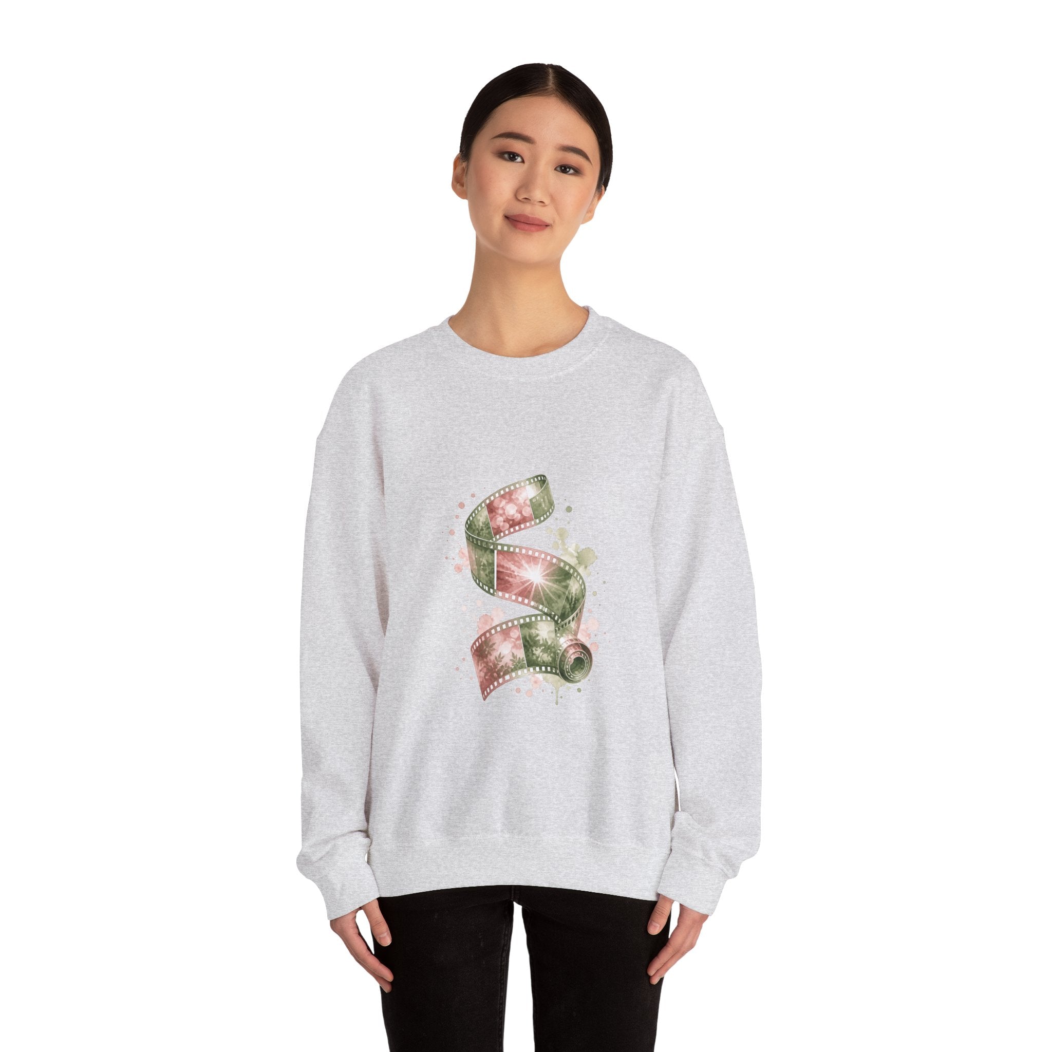 Matching Couple Sweatshirt - Camera & Film Matching Couple Crewneck Sweatshirt Watercolor Art His Hers Engagement Gift - Design B