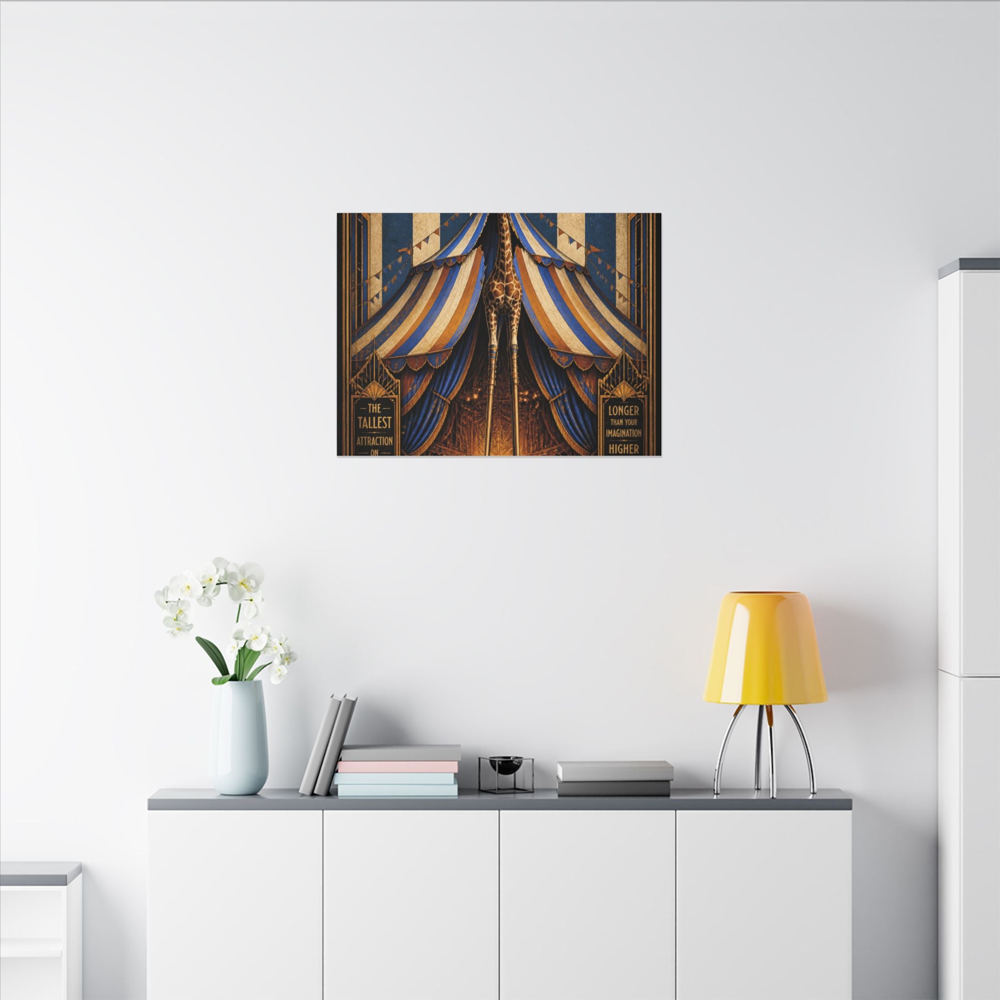 Giraffe on Stilts Wall Art Canvas 16×20 Art Deco Entryway Decor Maximalist Print