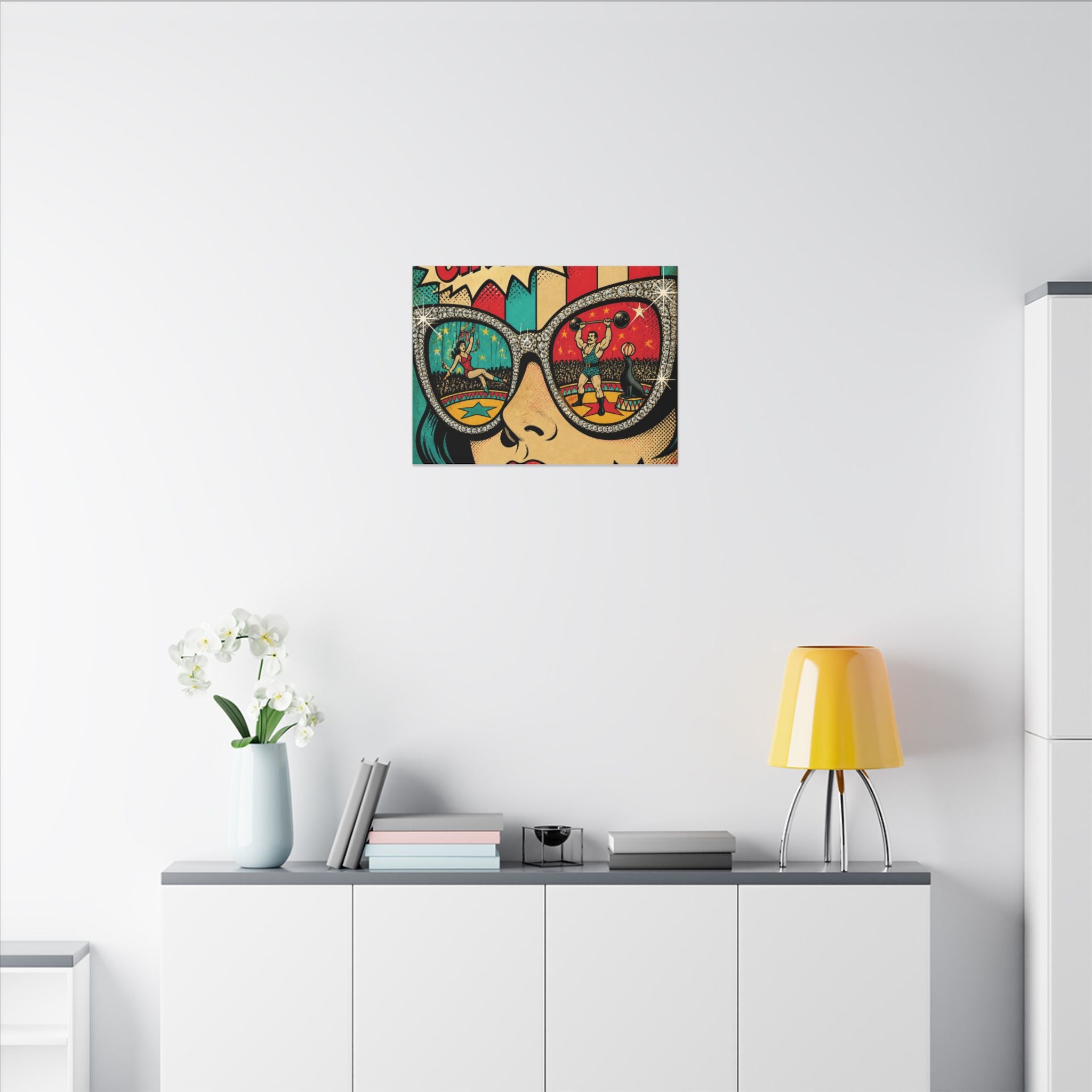 Sunglasses Circus Ring Wall Art Canvas 24×36 Pop Art Restaurant Decor Maximalist Print