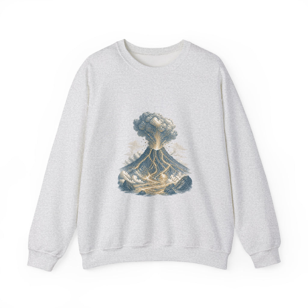 Matching Couple Sweatshirt - Volcano & Glacier Matching Couple Premium Fleece Sweatshirt Vintage Art His Hers Honeymoon Gift - Design A