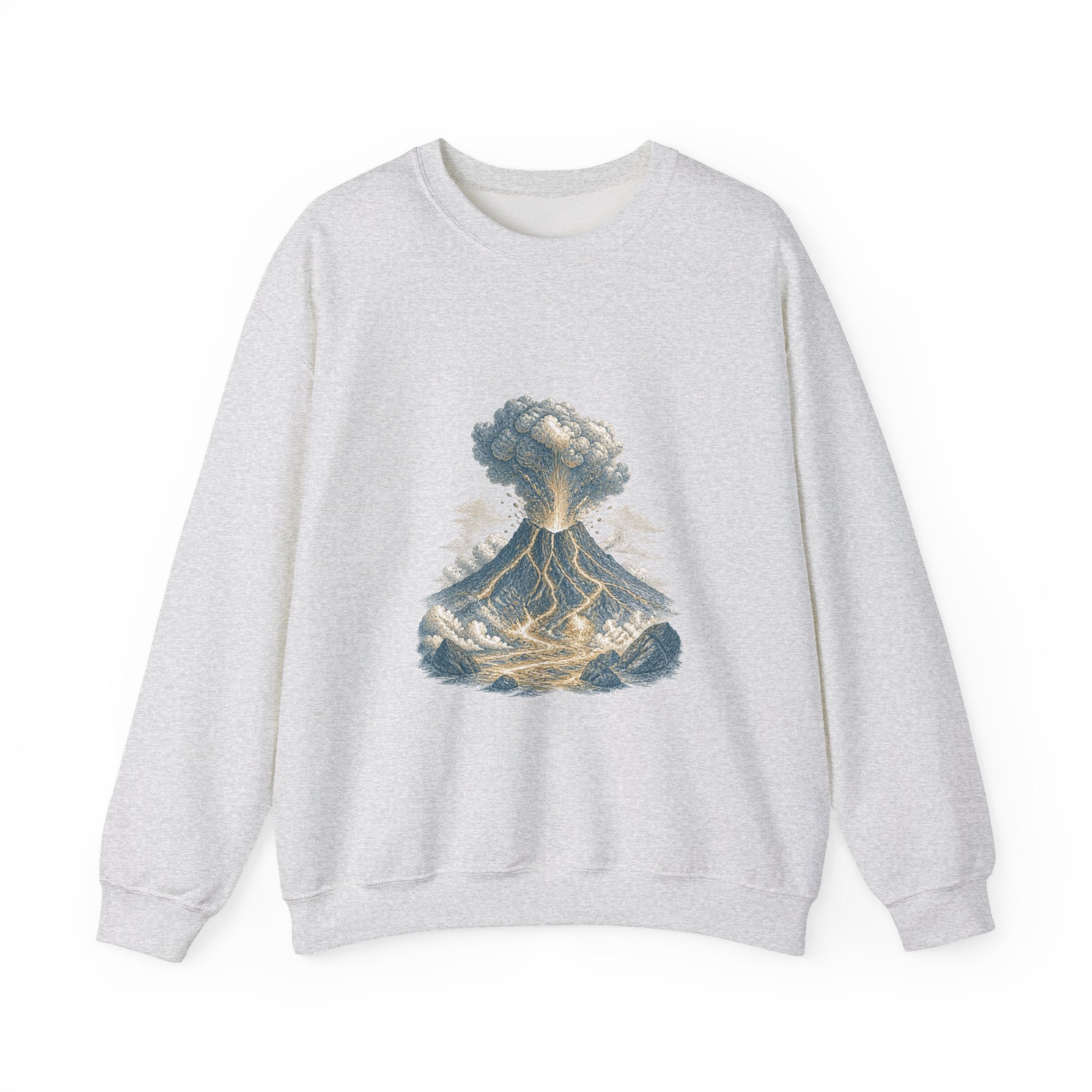 Matching Couple Sweatshirt - Volcano & Glacier Matching Couple Premium Fleece Sweatshirt Vintage Art His Hers Honeymoon Gift - Design A
