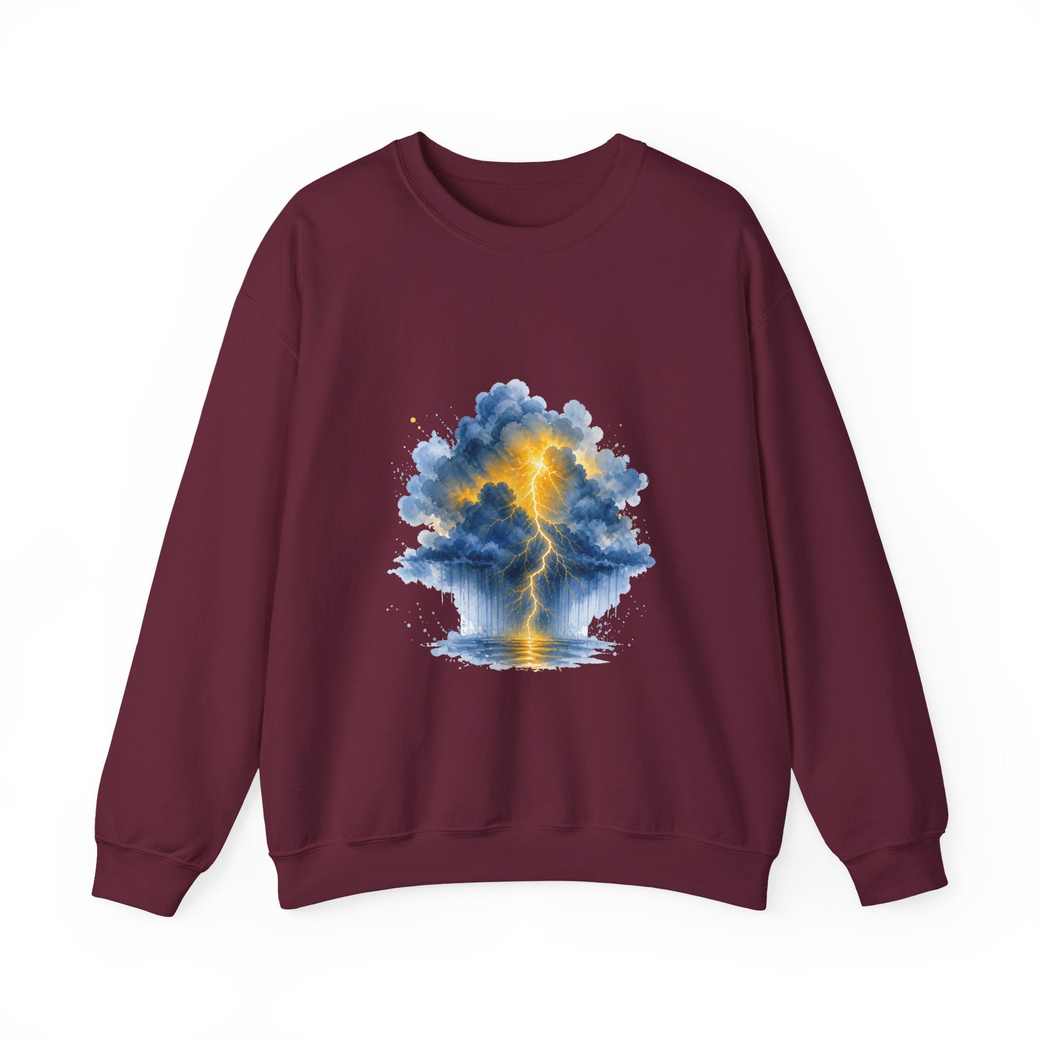 Matching Couple Sweatshirt - Storm & Rainbow Matching Couple Premium Fleece Sweatshirt Watercolor Art His Hers Birthday Gift - Design A