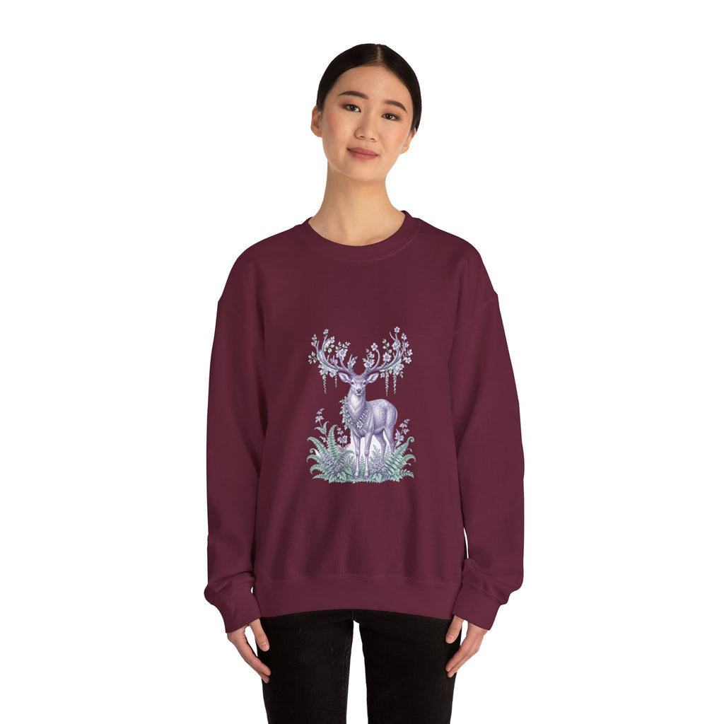 Matching Couple Sweatshirt - Bear & Deer Matching Couple Premium Fleece Sweatshirt Vintage Art His Hers Honeymoon Gift - Design B