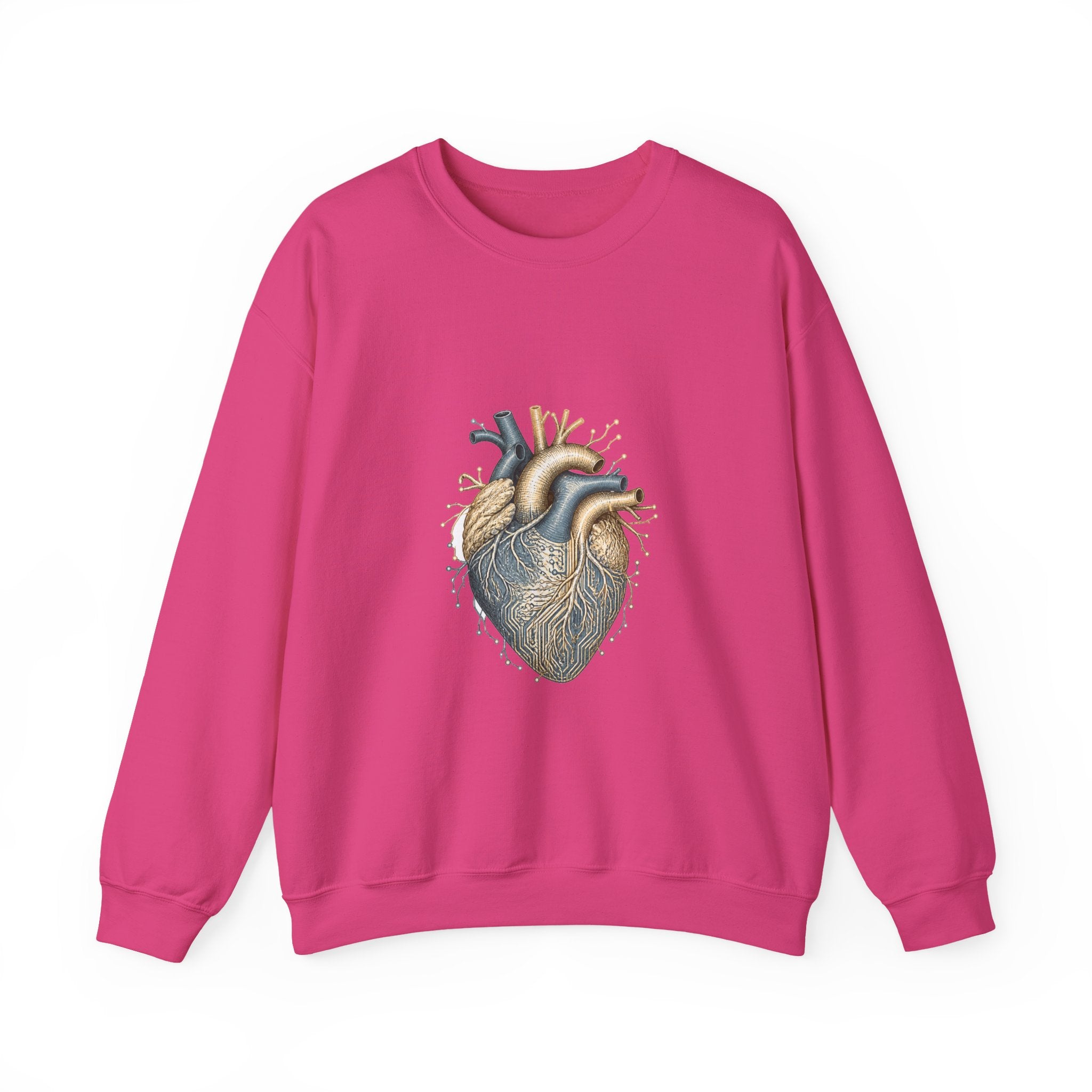 Matching Couple Sweatshirt - Robot & Heart Matching Couple Premium Fleece Sweatshirt Hand-Drawn Art His Hers Anniversary Gift - Design B