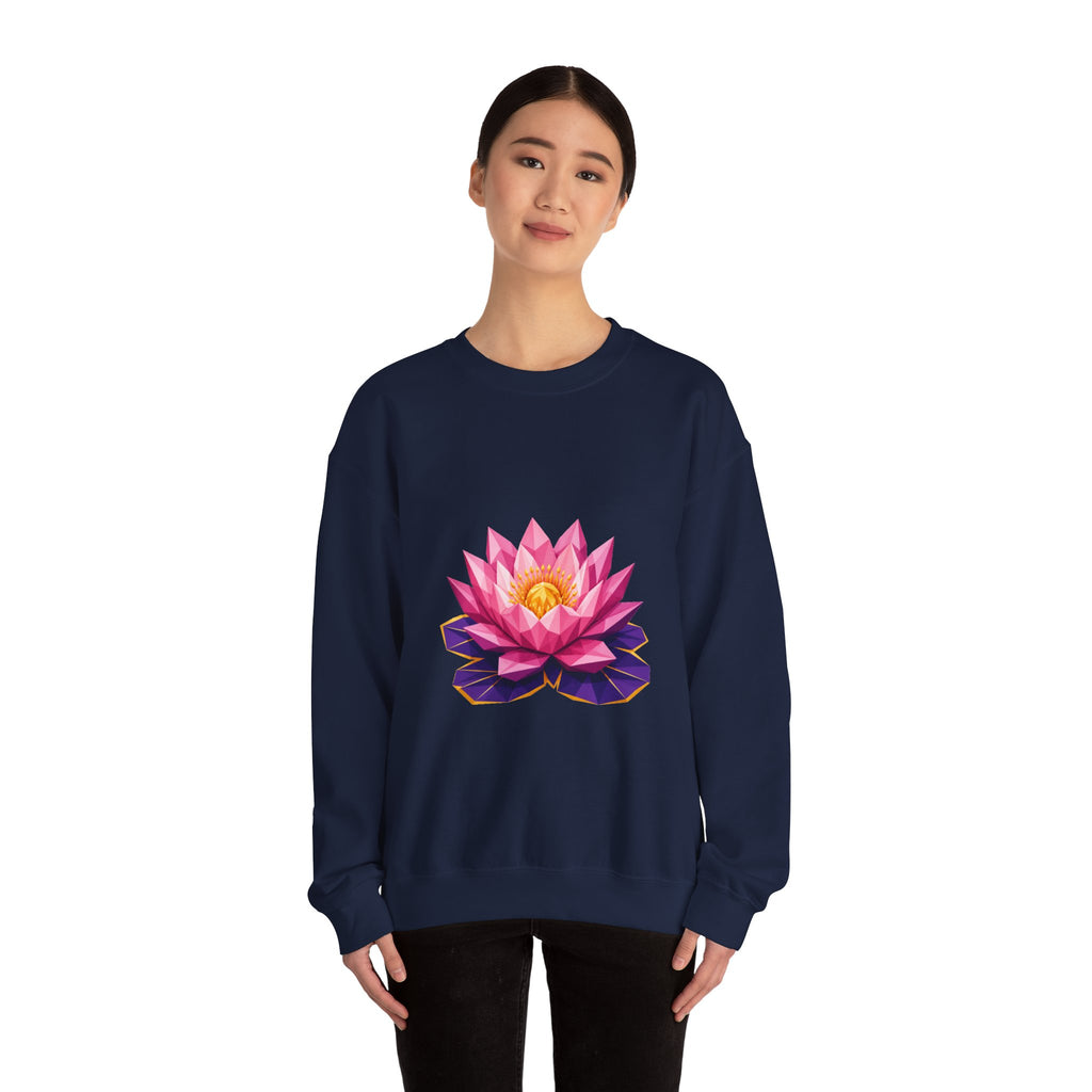 Matching Couple Sweatshirt - Open & Closed Lotus Matching Couple Comfort Colors Crew Geometric Art His Hers Love Gift - Design A