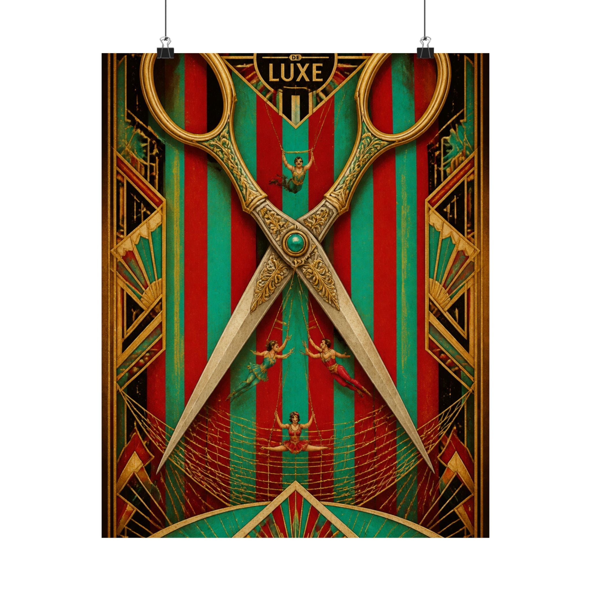 Giant Scissors Trapeze Wall Art Poster 24×36 Art Deco Bar Area Decor Maximalist Print