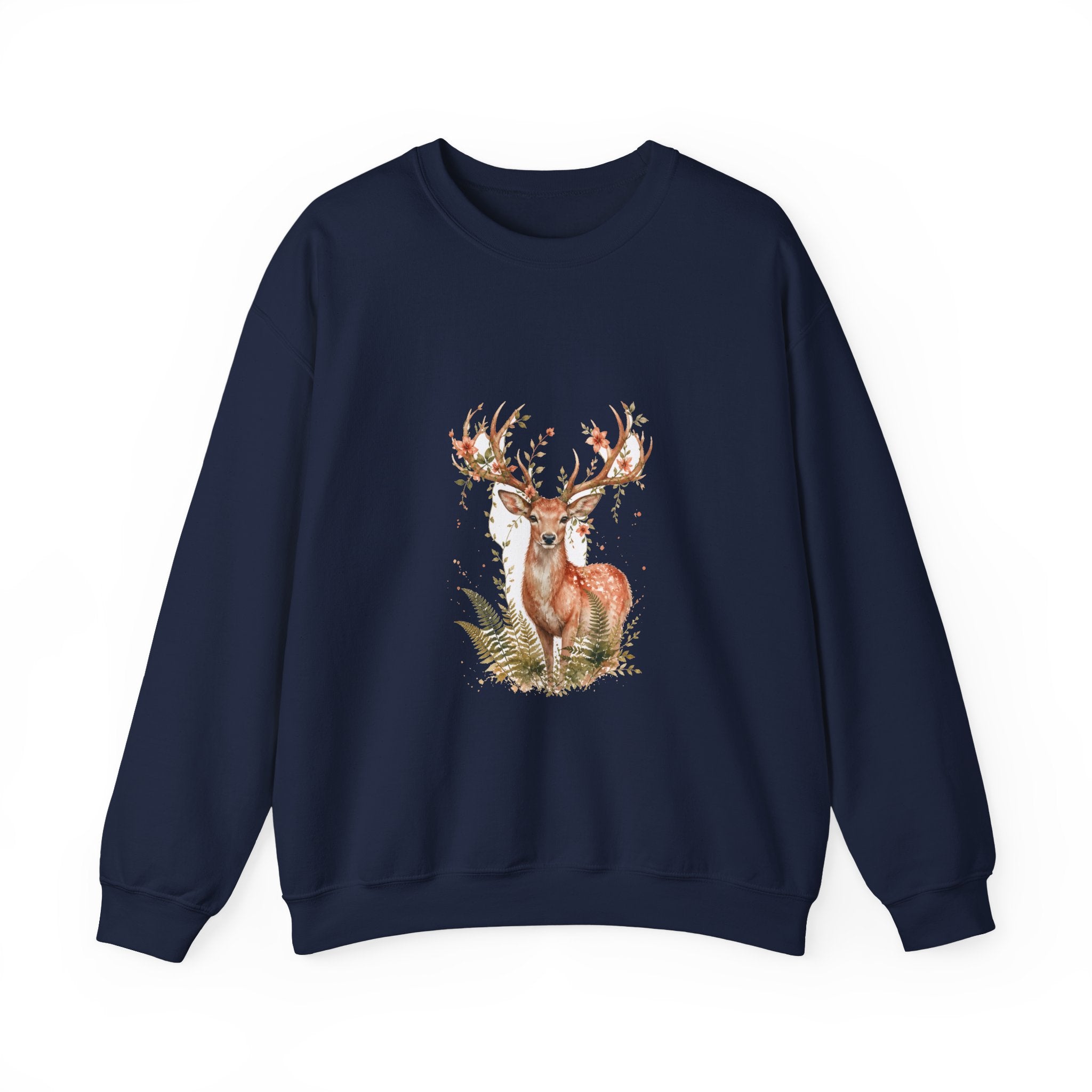 Matching Couple Sweatshirt - Bear & Deer Matching Couple Crewneck Sweatshirt Watercolor Art His Hers Engagement Gift - Design B