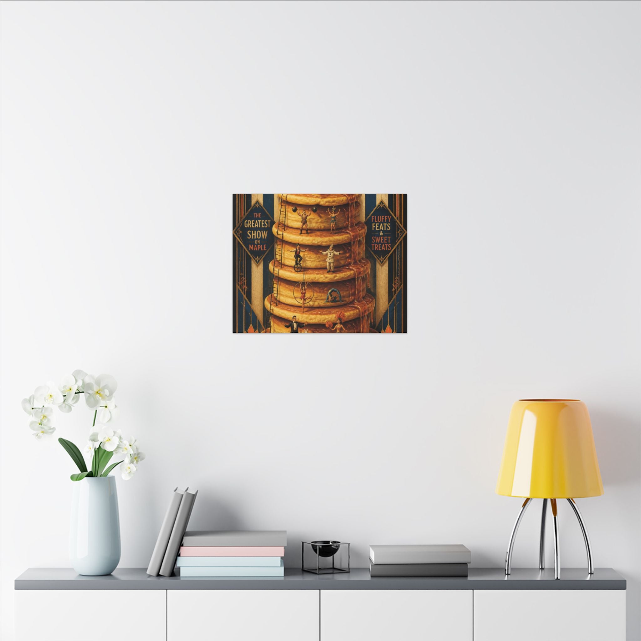 Pancake Stack Platform Wall Art Canvas 16×20 Art Deco Entryway Decor Maximalist Print