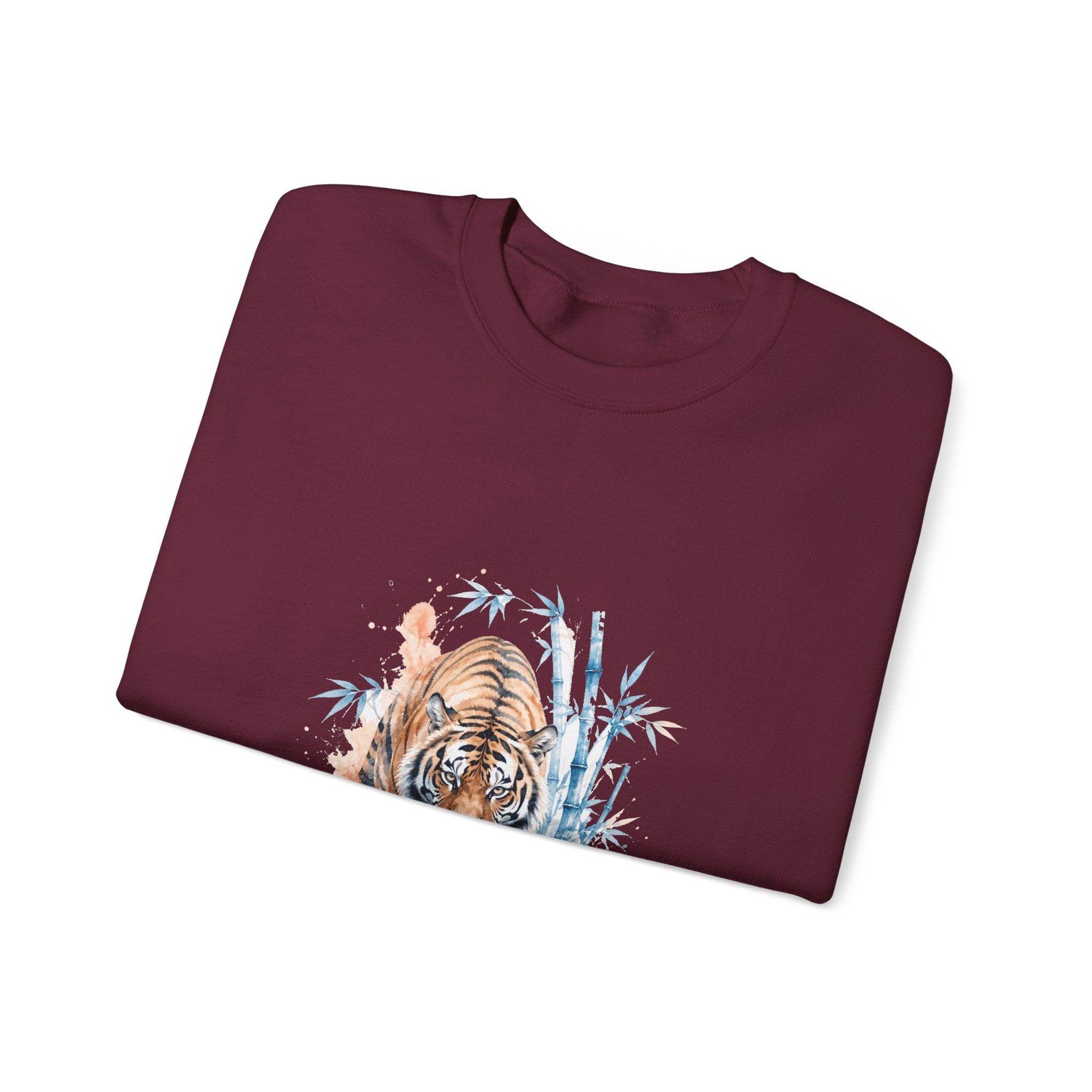 Matching Couple Sweatshirt - Tiger & Crane Matching Couple Comfort Colors Crew Watercolor Art His Hers Birthday Gift - Design A