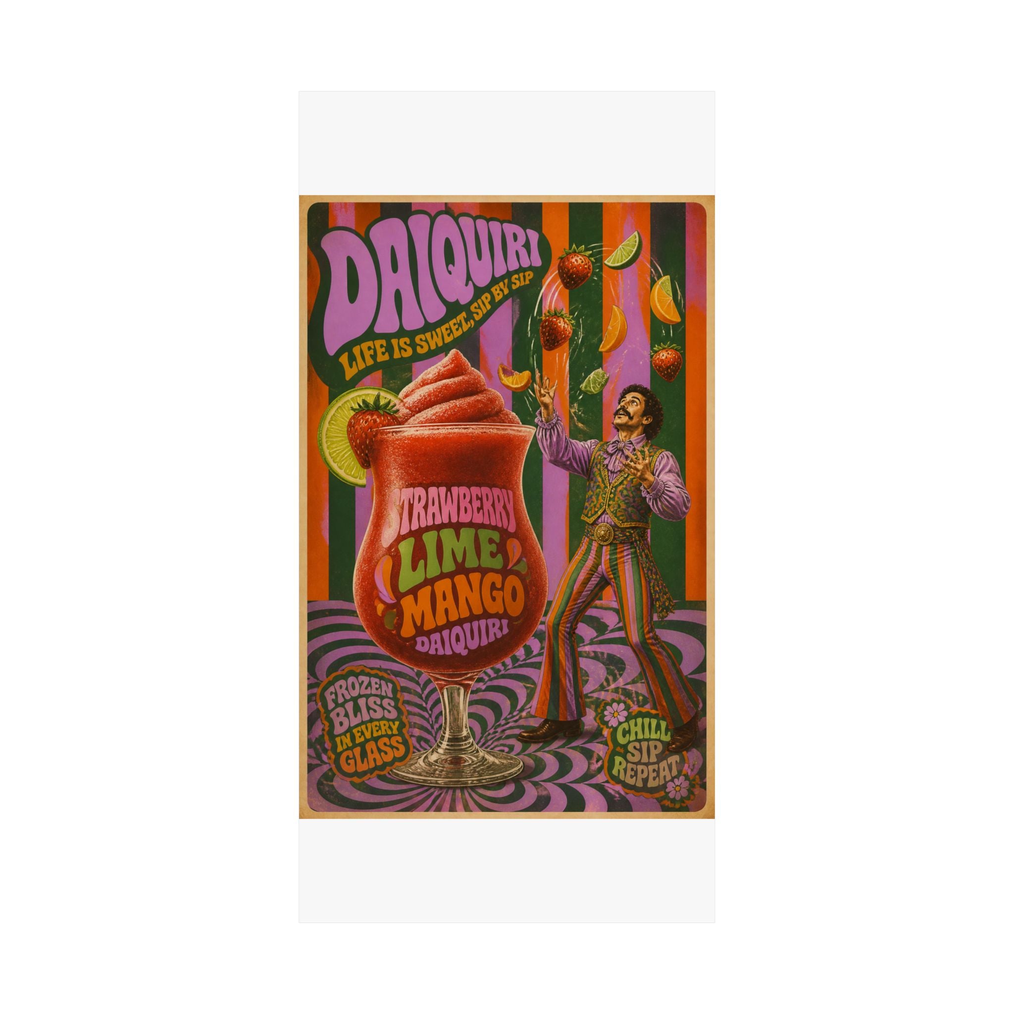 Daiquiri Fruit Juggler Wall Art Poster 18×24 Psychedelic Cafe Decor Maximalist Print