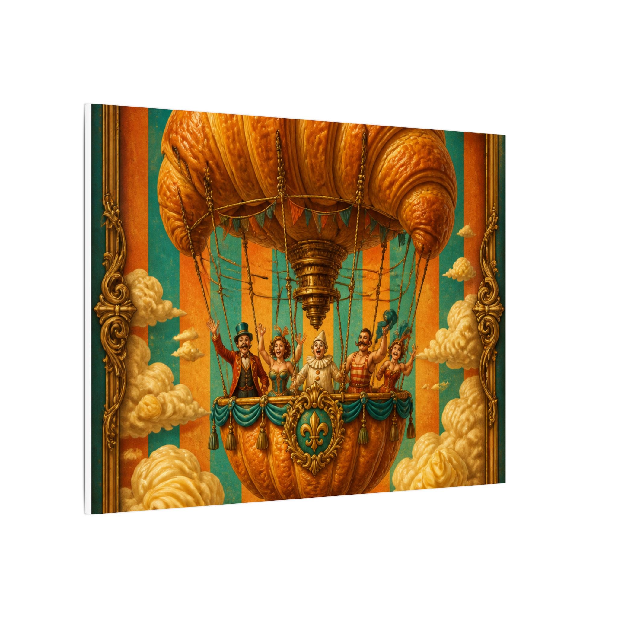 Croissant Hot Air Balloon Wall Art Canvas 24×36 Baroque Studio Decor Maximalist Print