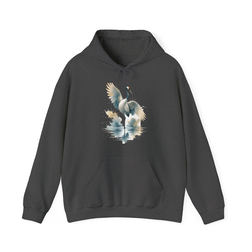 Matching Couple Sweatshirt - Tiger & Crane Matching Couple Hooded Sweatshirt Watercolor Art His Hers Engagement Gift - Design B