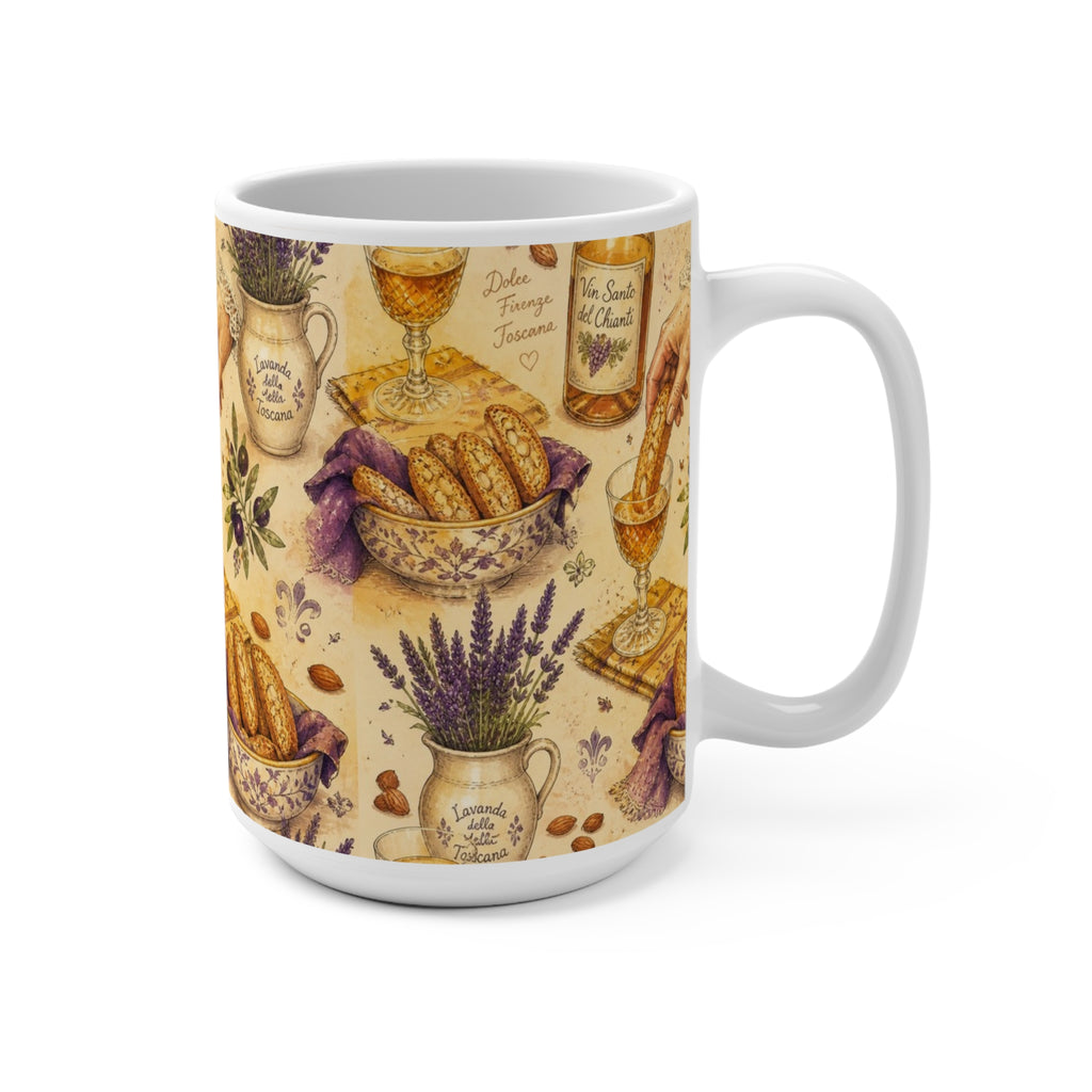 Biscotti & Vin Santo 15oz Ceramic Mug Mediterranean Kitchen Watercolor Design Italian Cottagecore Gift