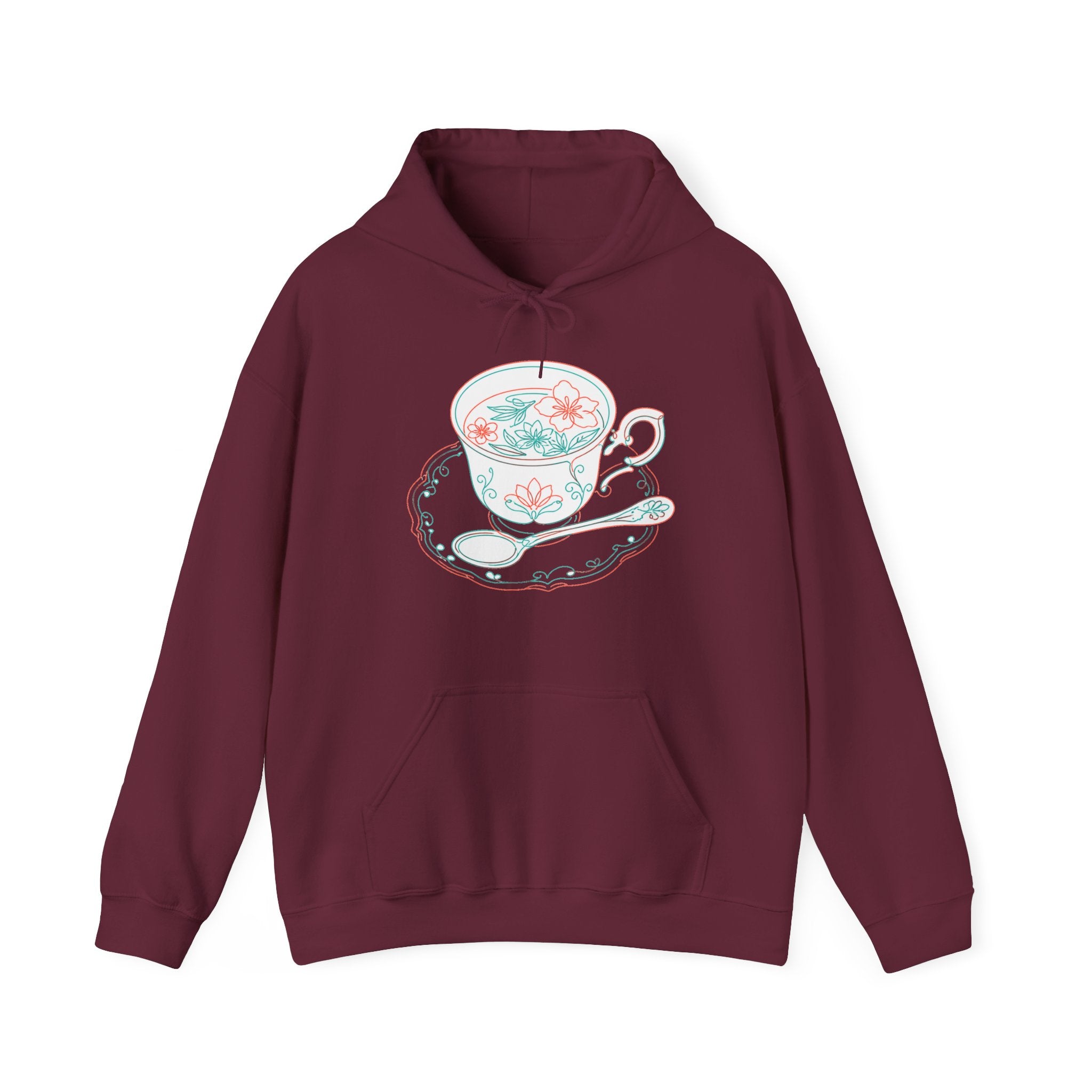 Matching Couple Sweatshirt - Coffee & Tea Matching Couple Hooded Sweatshirt Minimalist Art His Hers Valentine Gift - Design B