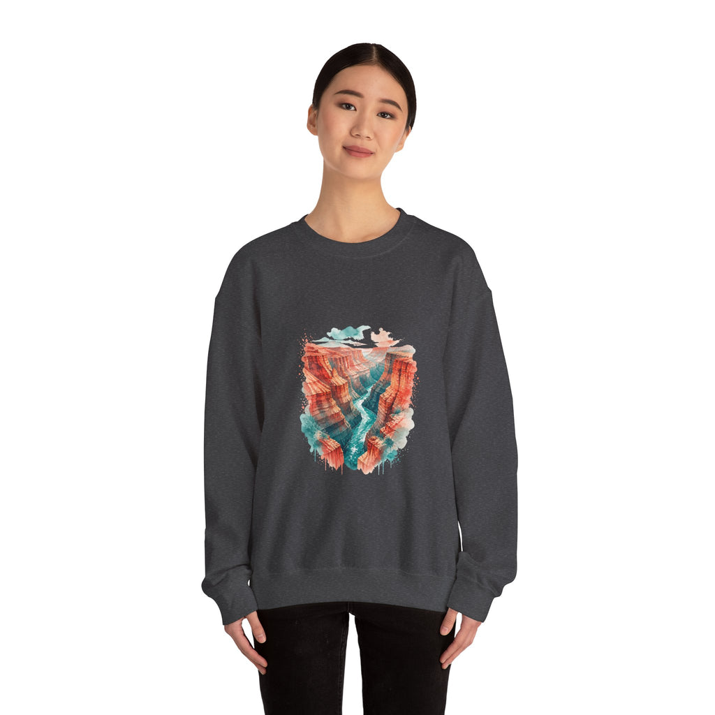 Matching Couple Sweatshirt - Lavender Fields & Canyon Matching Couple Comfort Colors Crew Watercolor Art His Hers Birthday Gift - Design B
