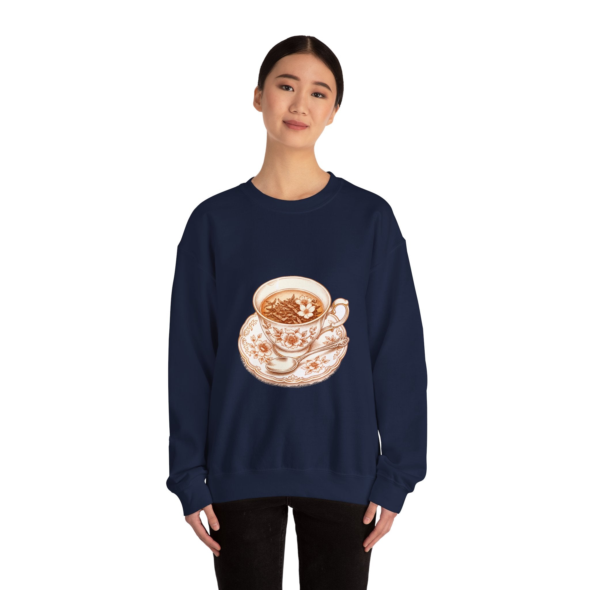 Matching Couple Sweatshirt - Coffee & Tea Matching Couple Crewneck Sweatshirt Hand-Drawn Art His Hers Best Friend Gift - Design B