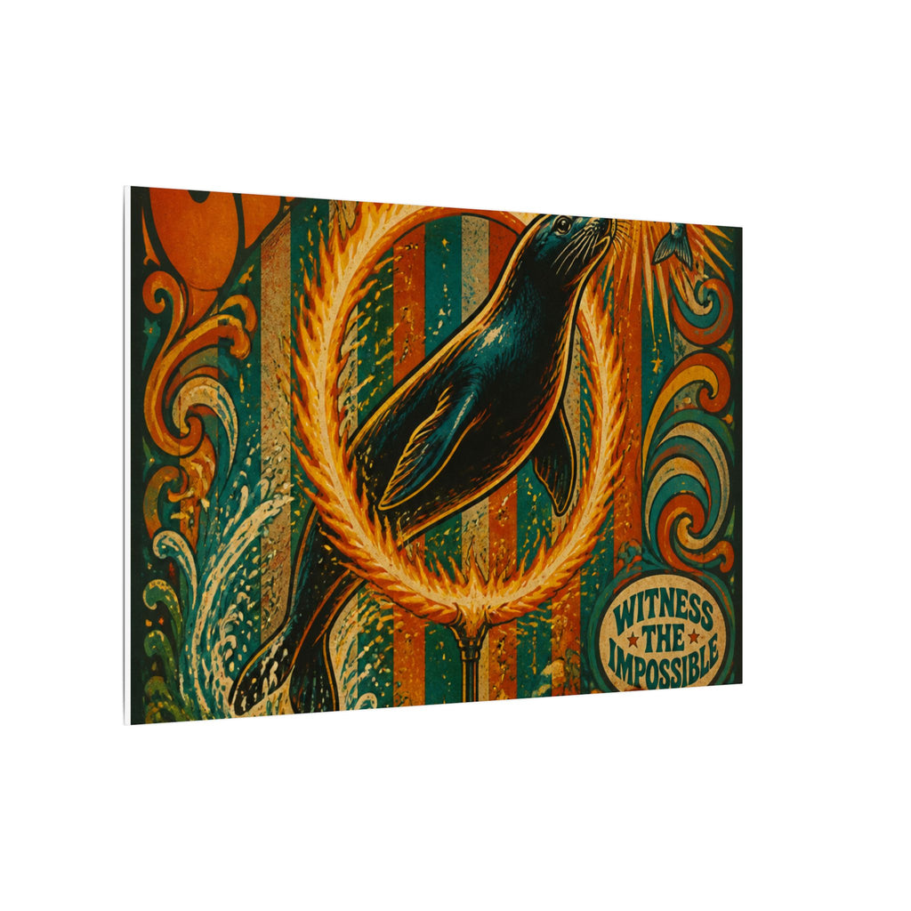 Seal Fire Hoop Wall Art Canvas 16×20 Psychedelic Cafe Decor Maximalist Print