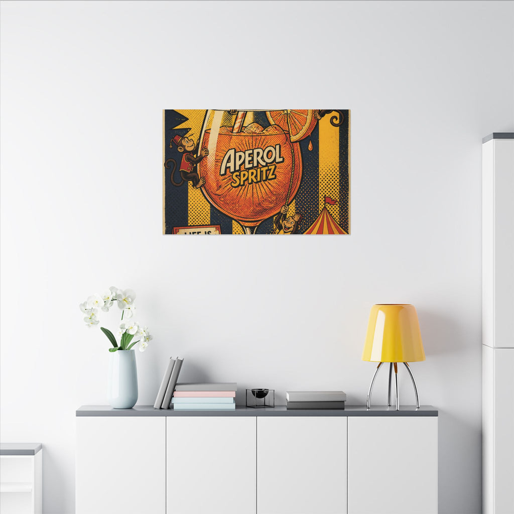 Aperol Spritz Monkeys Wall Art Canvas 24×36 Pop Art Restaurant Decor Maximalist Print