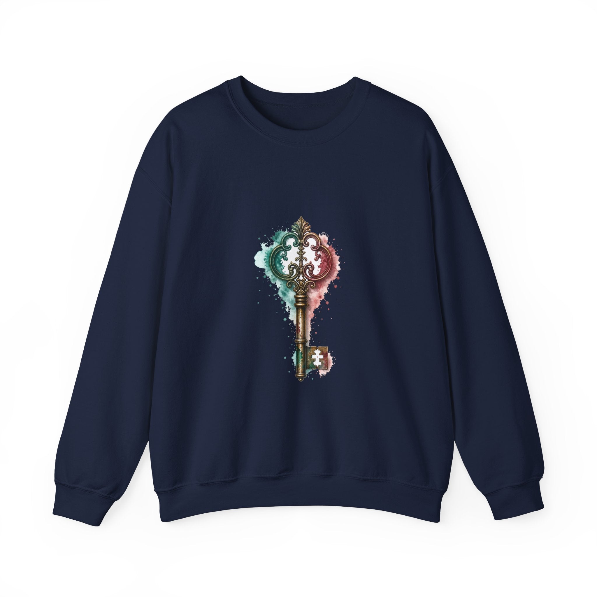 Matching Couple Sweatshirt - Key & Lock Matching Couple Premium Fleece Sweatshirt Watercolor Art His Hers Birthday Gift - Design A