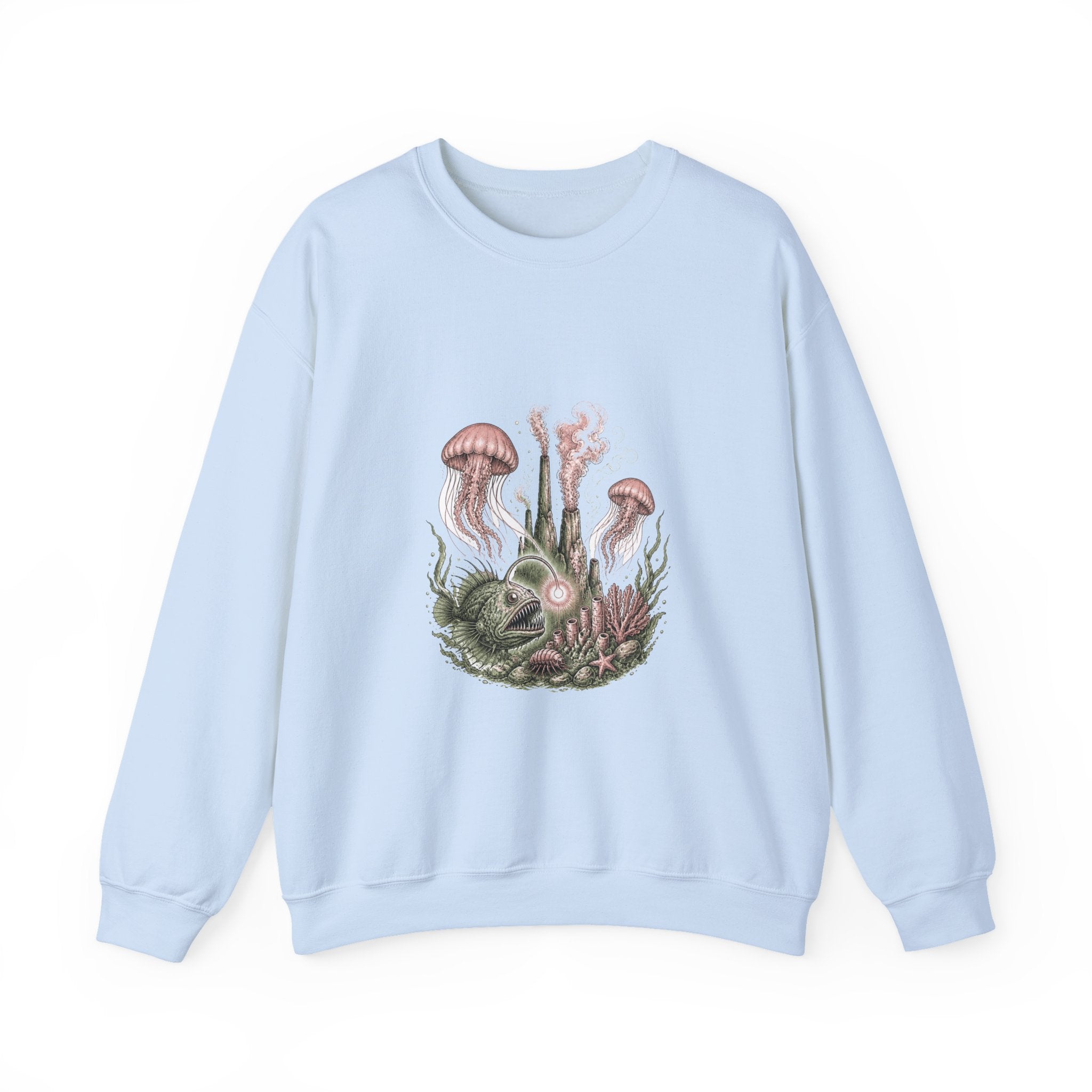 Matching Couple Sweatshirt - Coral Reef & Deep Sea Matching Couple Crewneck Sweatshirt Hand-Drawn Art His Hers Best Friend Gift - Design B