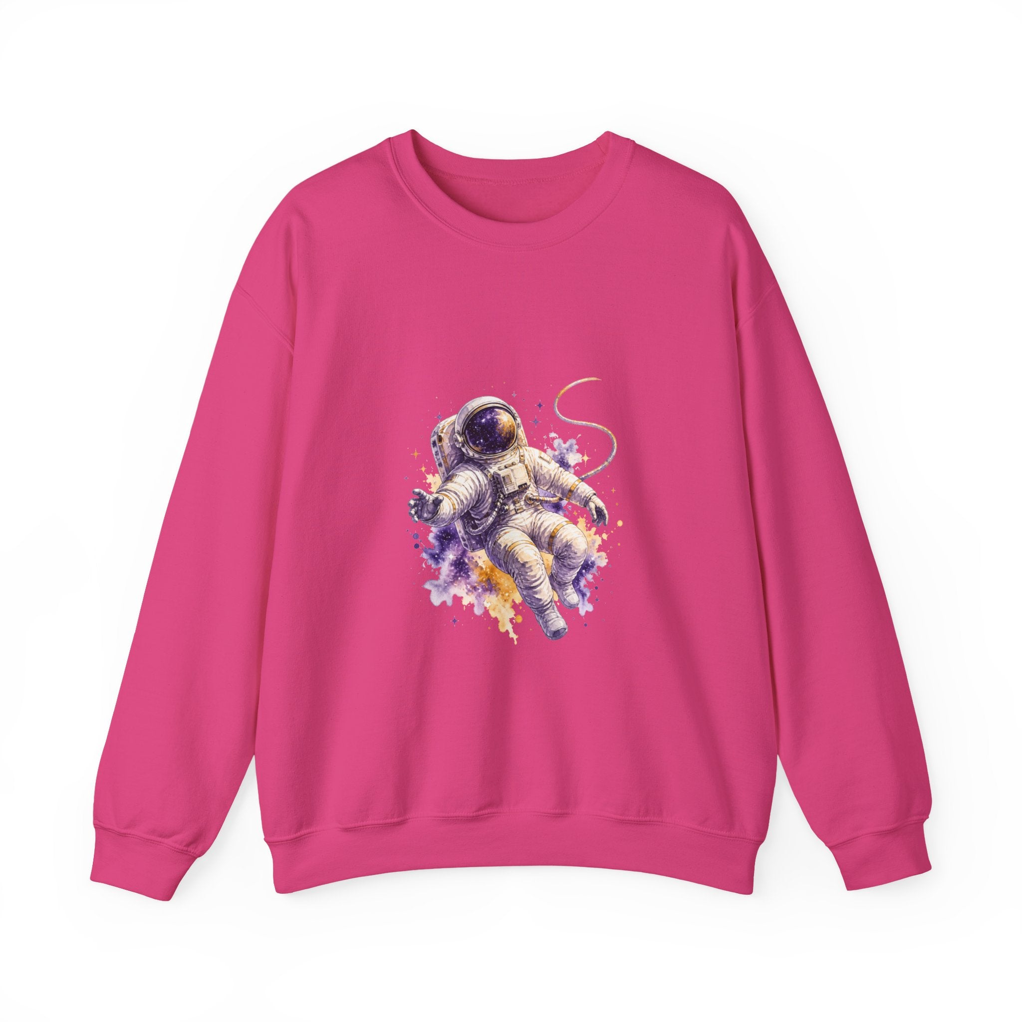 Matching Couple Sweatshirt - Astronaut & Planet Matching Couple Comfort Colors Crew Watercolor Art His Hers Birthday Gift - Design A