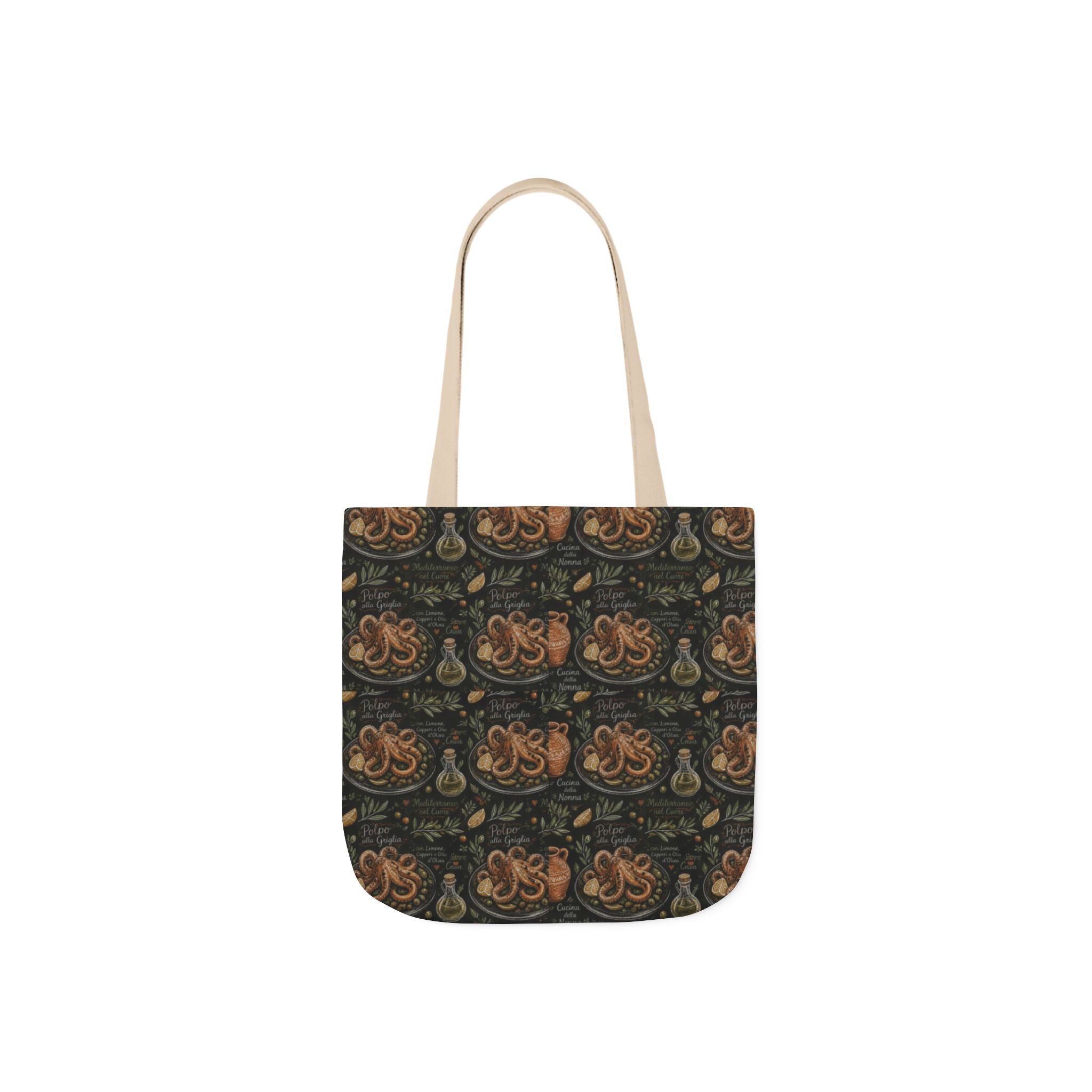 Grilled Octopus Canvas Tote Bag Mediterranean Kitchen Chalk Art Design Italian Cottagecore Gift