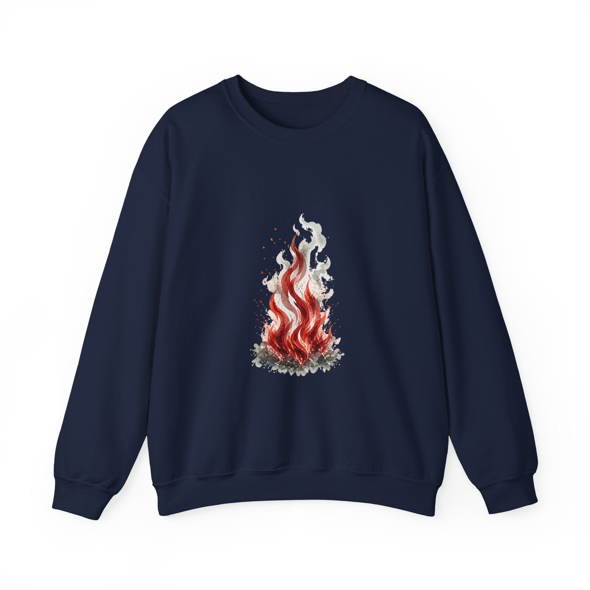 Matching Couple Sweatshirt - Wildfire & Waterfall Matching Couple Crewneck Sweatshirt Watercolor Art His Hers Engagement Gift - Design A