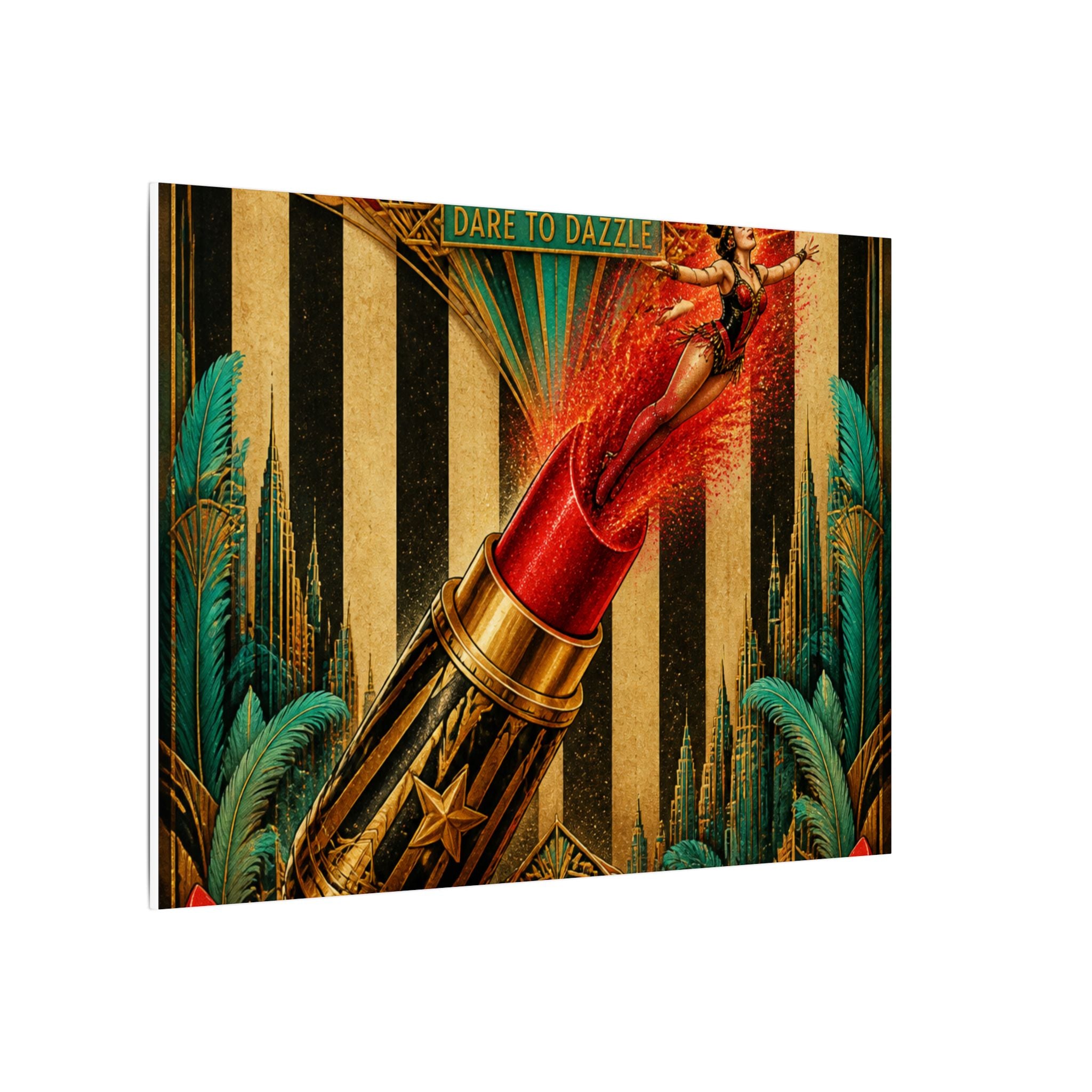 Lipstick Cannon Wall Art Canvas 16×20 Art Deco Entryway Decor Maximalist Print
