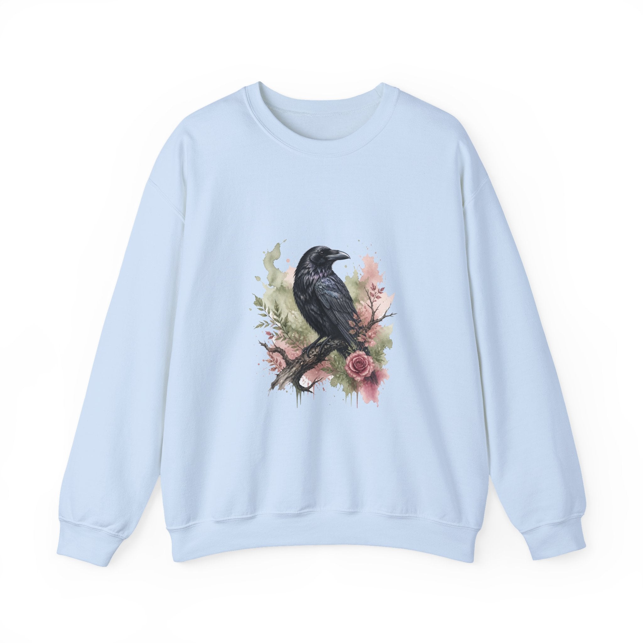 Matching Couple Sweatshirt - Raven & Swan Matching Couple Crewneck Sweatshirt Watercolor Art His Hers Engagement Gift - Design A