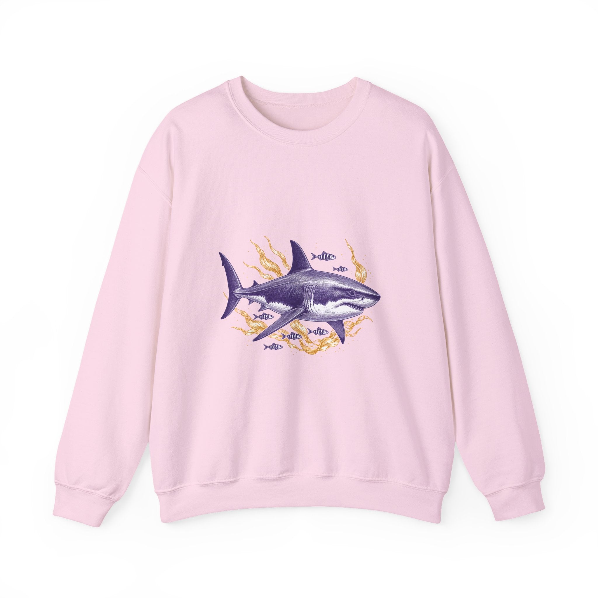 Matching Couple Sweatshirt - Shark & Dolphin Matching Couple Crewneck Sweatshirt Vintage Art His Hers Wedding Gift - Design A