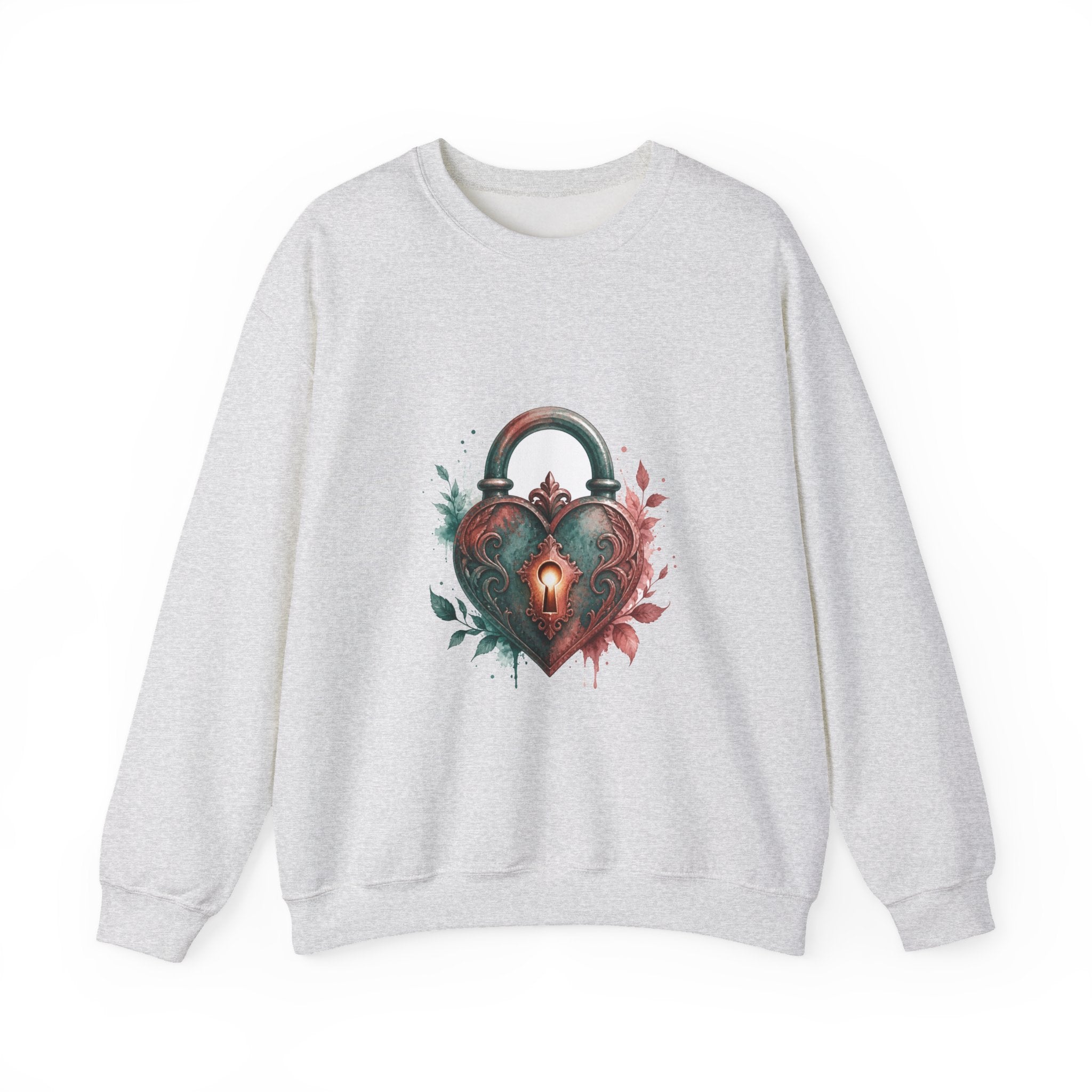 Matching Couple Sweatshirt - Key & Lock Matching Couple Premium Fleece Sweatshirt Watercolor Art His Hers Birthday Gift - Design B