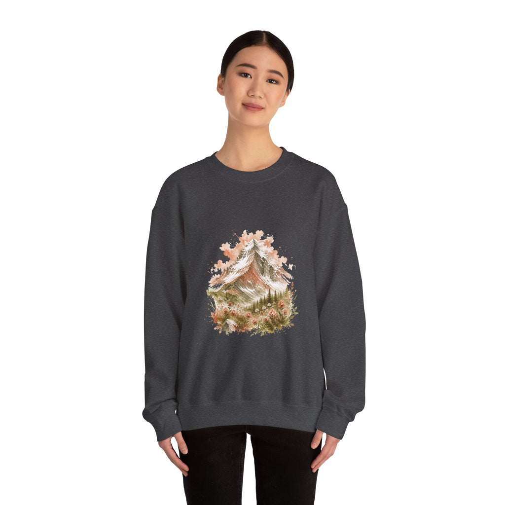 Matching Couple Sweatshirt - Mountain & Ocean Matching Couple Premium Fleece Sweatshirt Watercolor Art His Hers Birthday Gift - Design A
