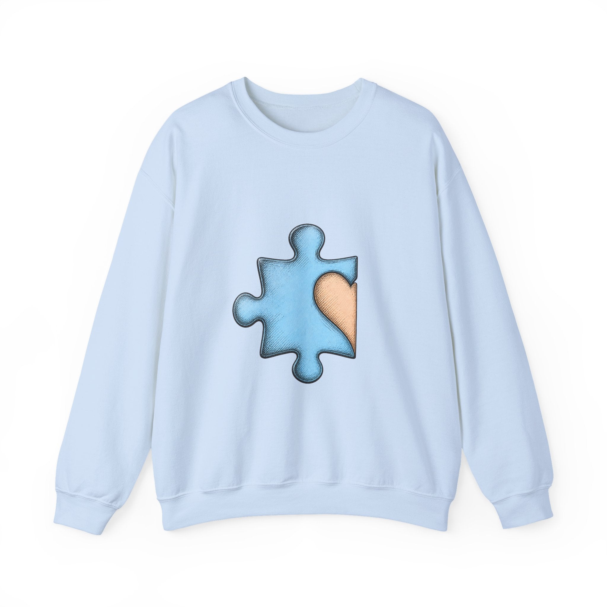 Matching Couple Sweatshirt - Puzzle Pieces Matching Couple Crewneck Sweatshirt Hand-Drawn Art His Hers Best Friend Gift - Design A