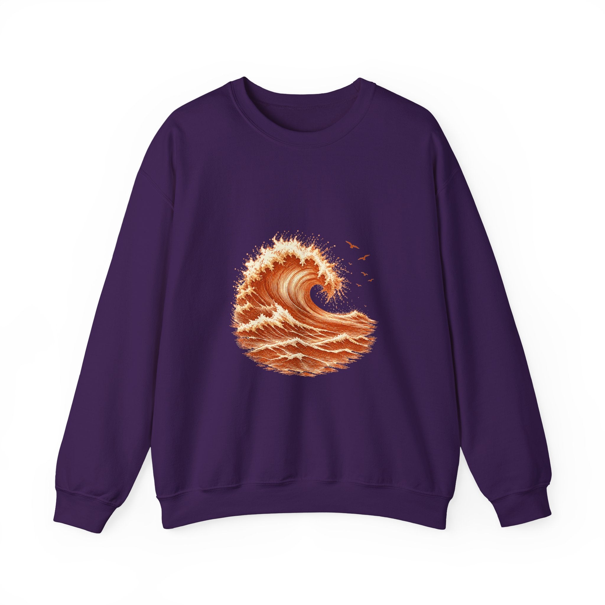 Matching Couple Sweatshirt - Mountain & Ocean Matching Couple Premium Fleece Sweatshirt Hand-Drawn Art His Hers Anniversary Gift - Design B
