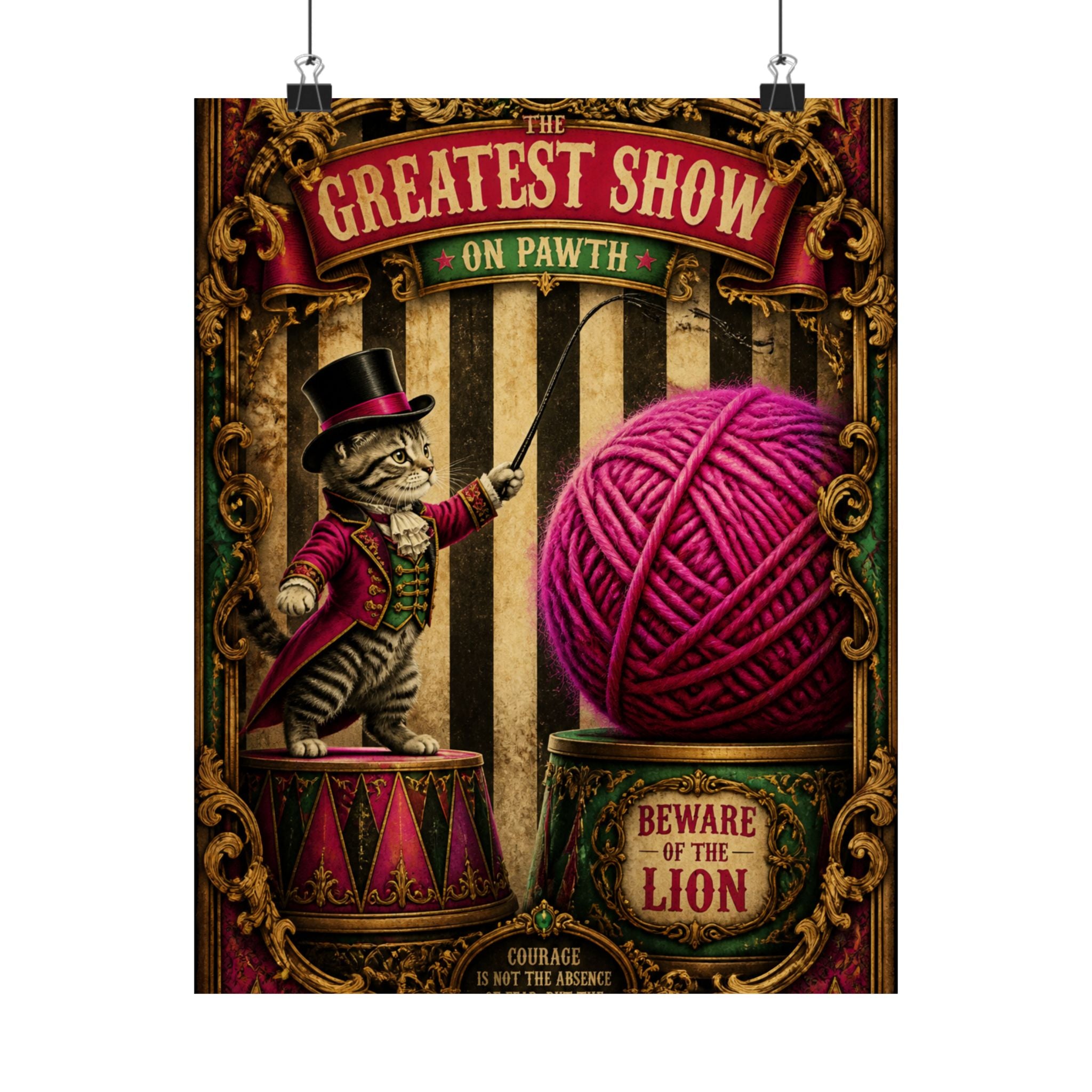 Cat Lion Tamer Wall Art Poster 24×36 Baroque Studio Decor Maximalist Print