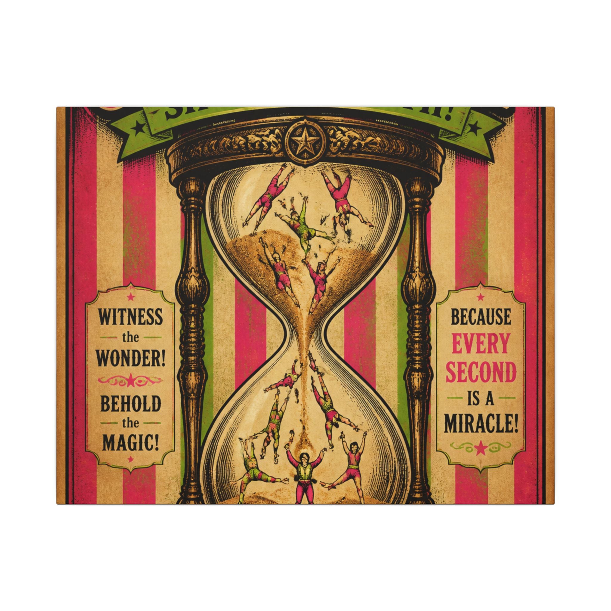 Hourglass Acrobats Wall Art Canvas 24×36 Vintage Circus Bedroom Decor Maximalist Print