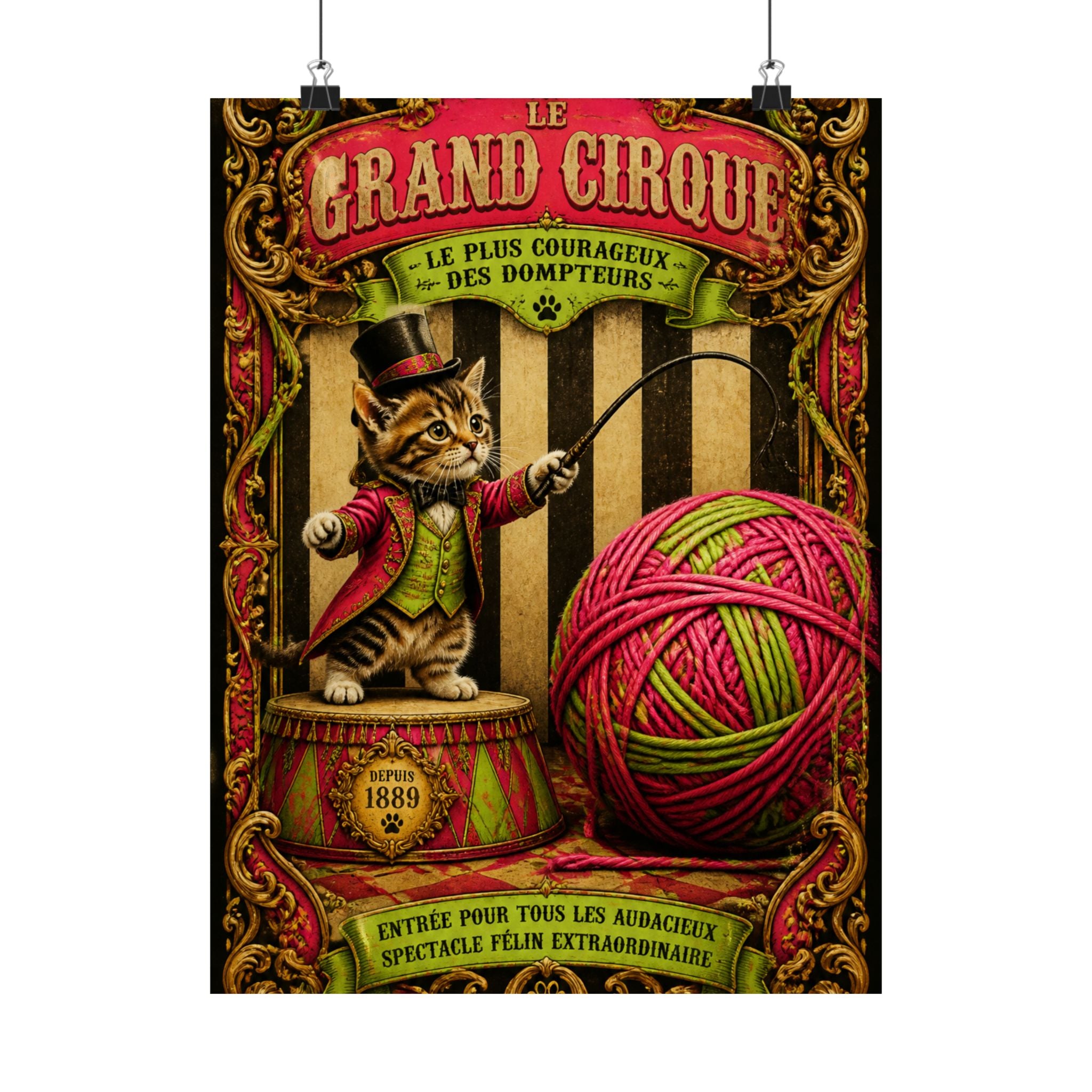 Cat Lion Tamer Wall Art Poster 18×24 Baroque Home Office Decor Maximalist Print