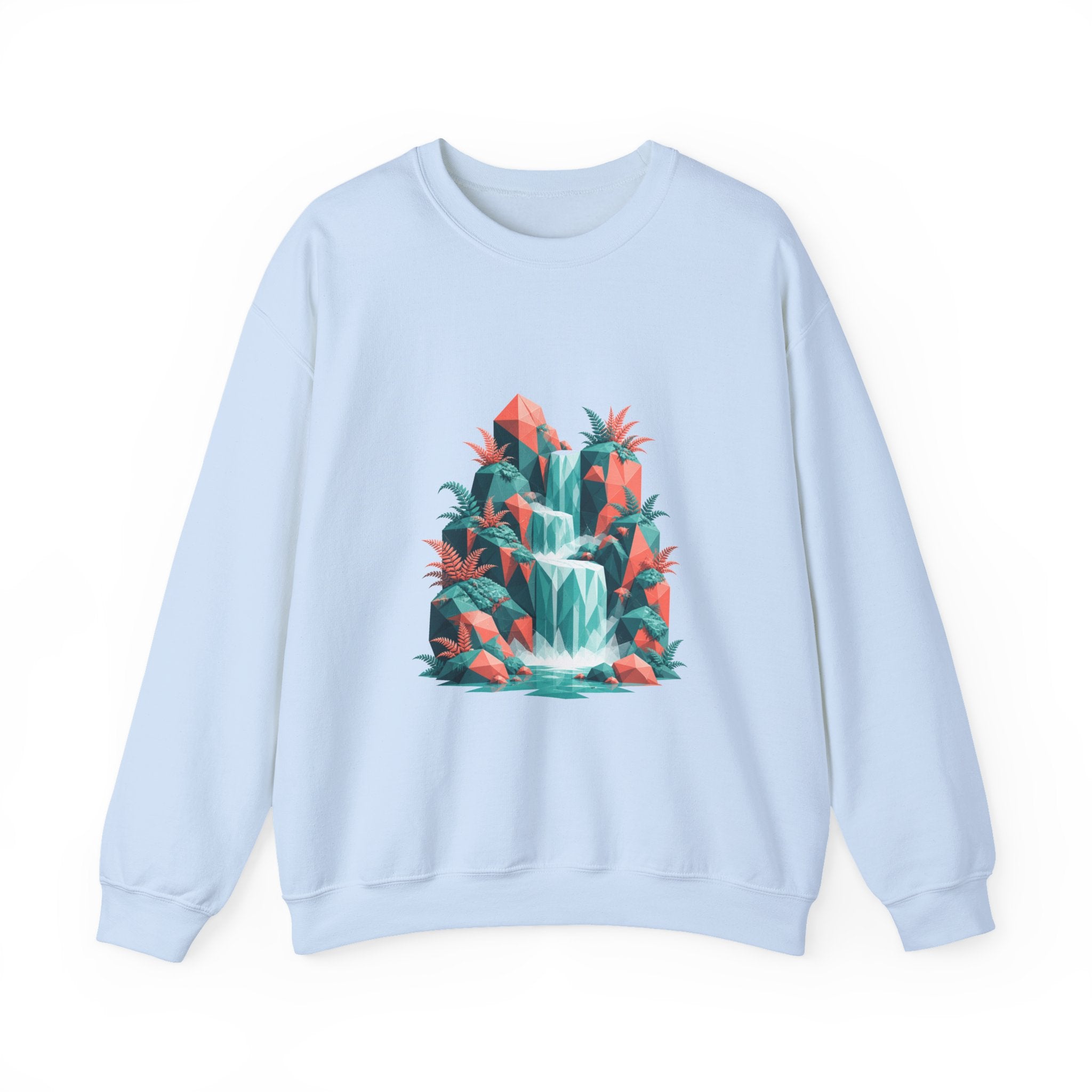 Matching Couple Sweatshirt - Wildfire & Waterfall Matching Couple Premium Fleece Sweatshirt Geometric Art His Hers Love Gift - Design B