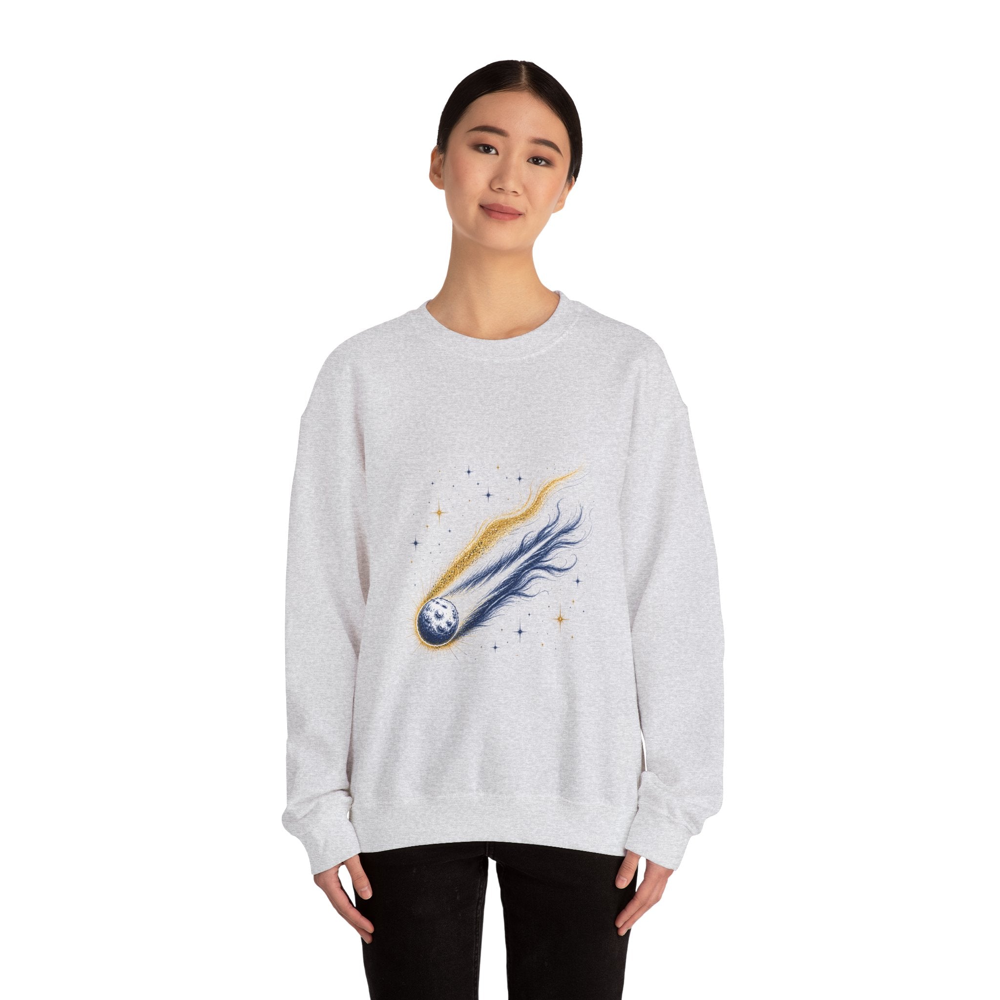 Matching Couple Sweatshirt - Comet & Asteroid Matching Couple Comfort Colors Crew Hand-Drawn Art His Hers Anniversary Gift - Design A