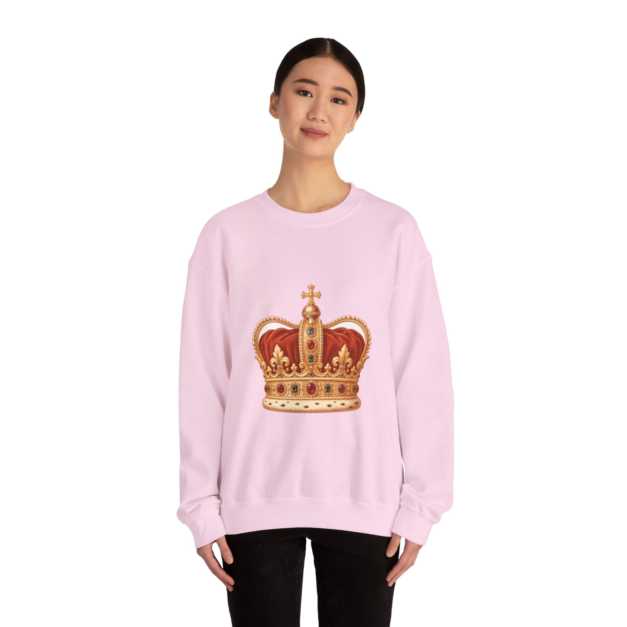 Matching Couple Sweatshirt - Crown & Shield Matching Couple Premium Fleece Sweatshirt Vintage Art His Hers Honeymoon Gift - Design A