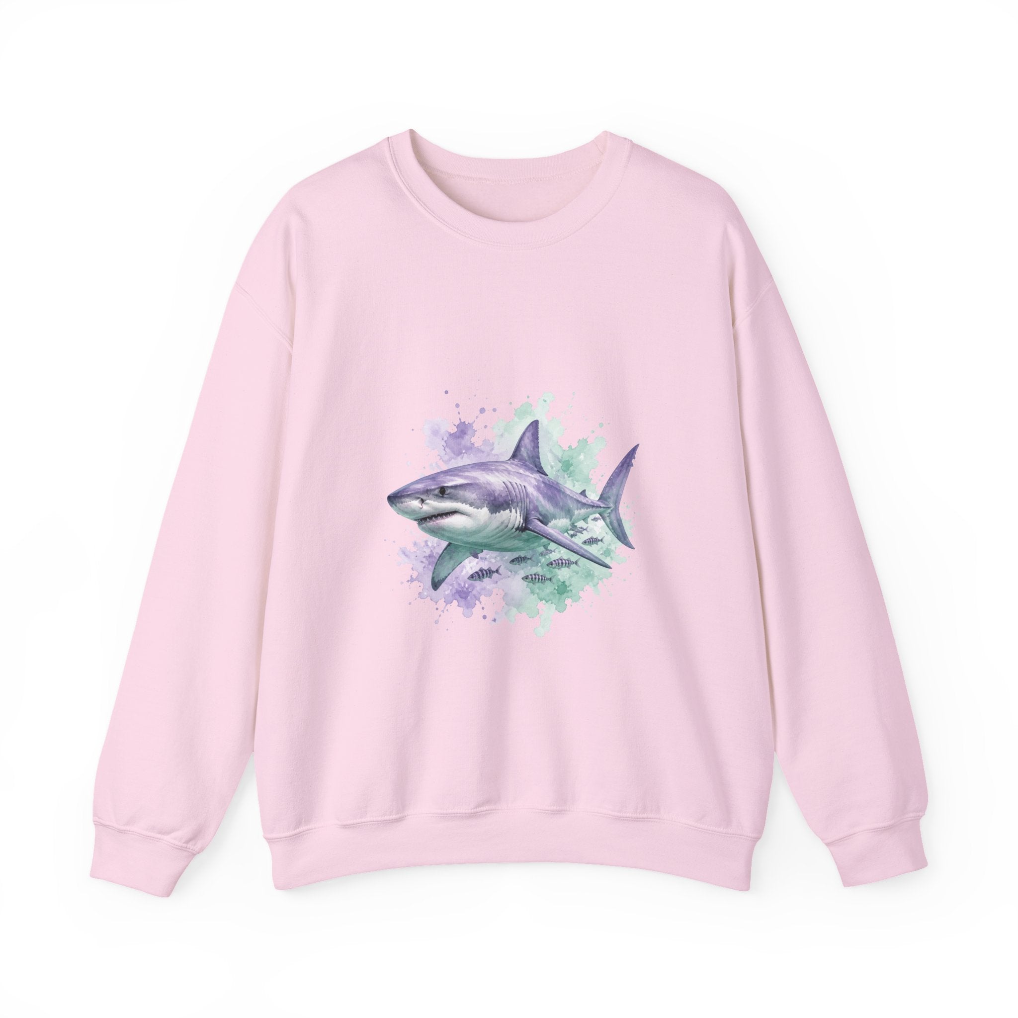 Matching Couple Sweatshirt - Shark & Dolphin Matching Couple Premium Fleece Sweatshirt Watercolor Art His Hers Birthday Gift - Design A