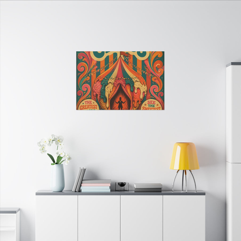 Ice Cream Cone Circus Tent Wall Art Canvas 24×36 Psychedelic Dining Room Decor Maximalist Print