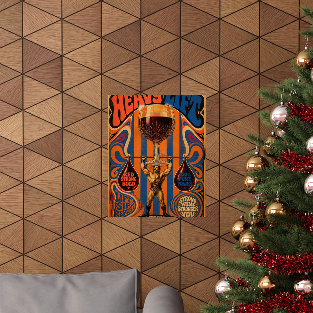 Wine Glass Strongman Wall Art Poster 24×36 Psychedelic Dining Room Decor Maximalist Print