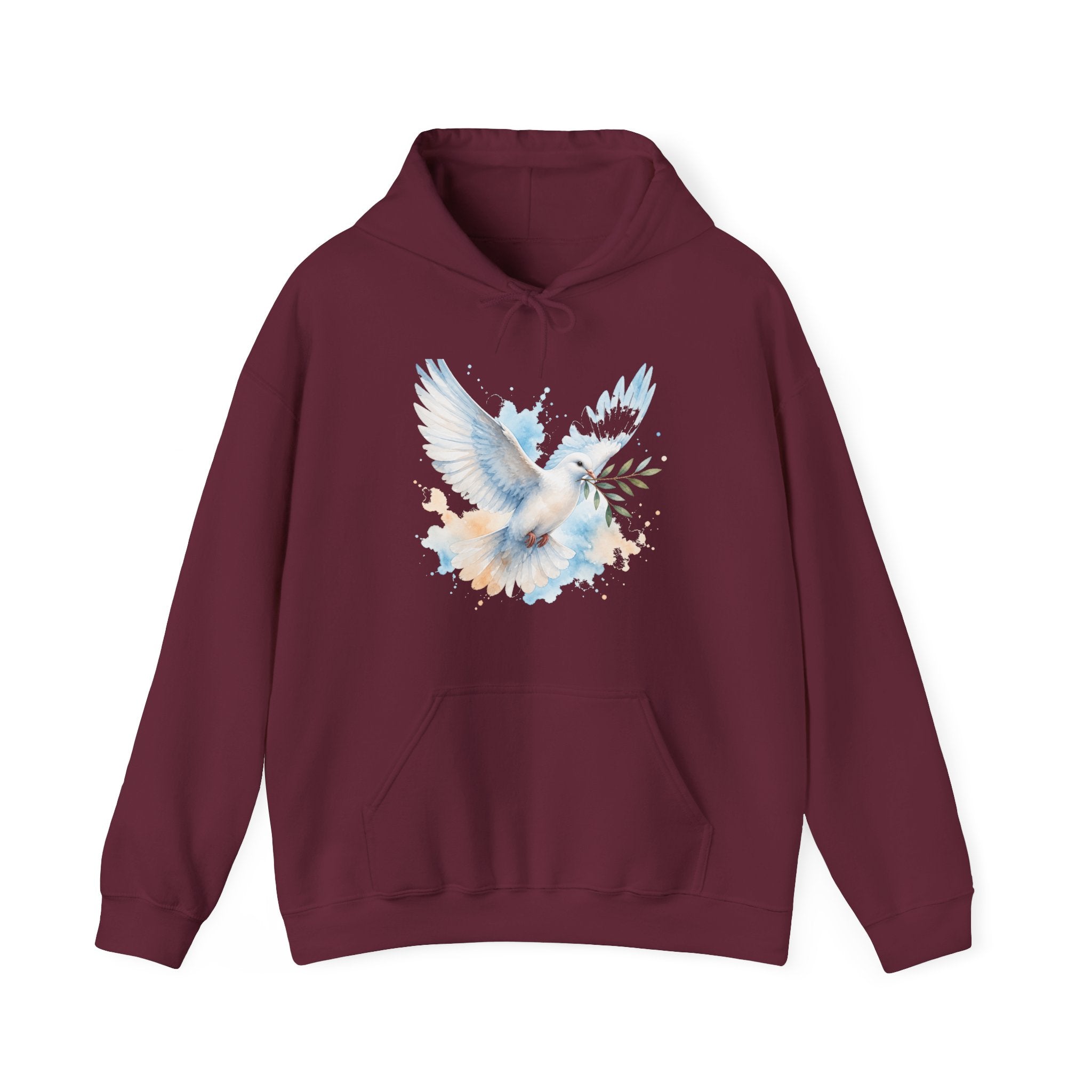 Matching Couple Sweatshirt - Wolf & Dove Matching Couple Hooded Sweatshirt Watercolor Art His Hers Engagement Gift - Design B