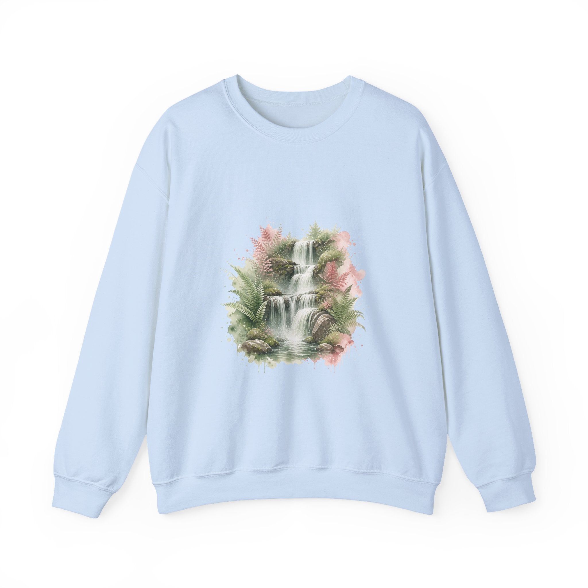 Matching Couple Sweatshirt - Wildfire & Waterfall Matching Couple Premium Fleece Sweatshirt Watercolor Art His Hers Birthday Gift - Design B