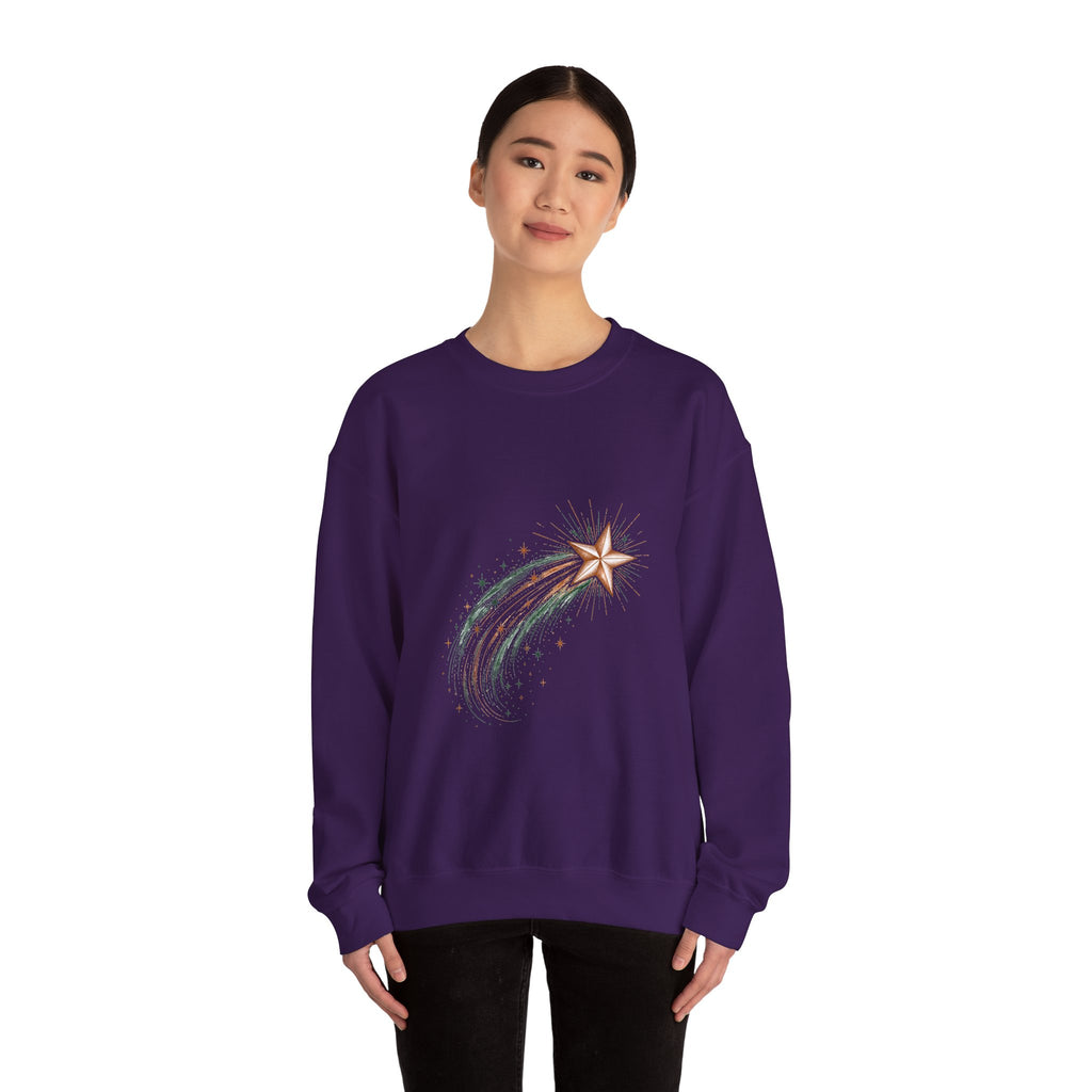 Matching Couple Sweatshirt - Shooting Star & North Star Matching Couple Comfort Colors Crew Hand-Drawn Art His Hers Anniversary Gift - Design A