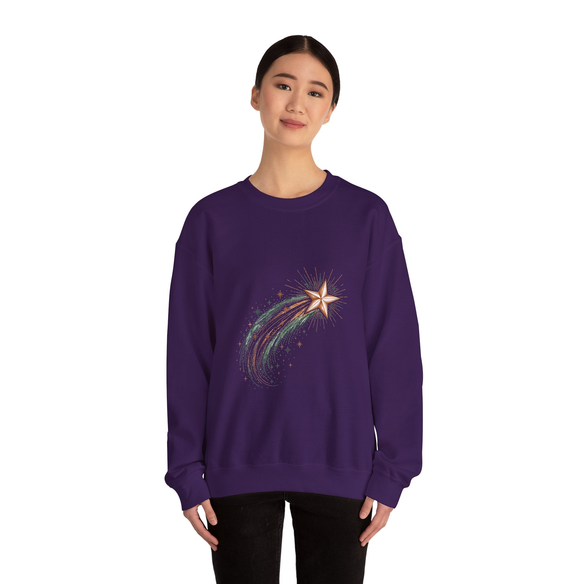 Matching Couple Sweatshirt - Shooting Star & North Star Matching Couple Comfort Colors Crew Hand-Drawn Art His Hers Anniversary Gift - Design A