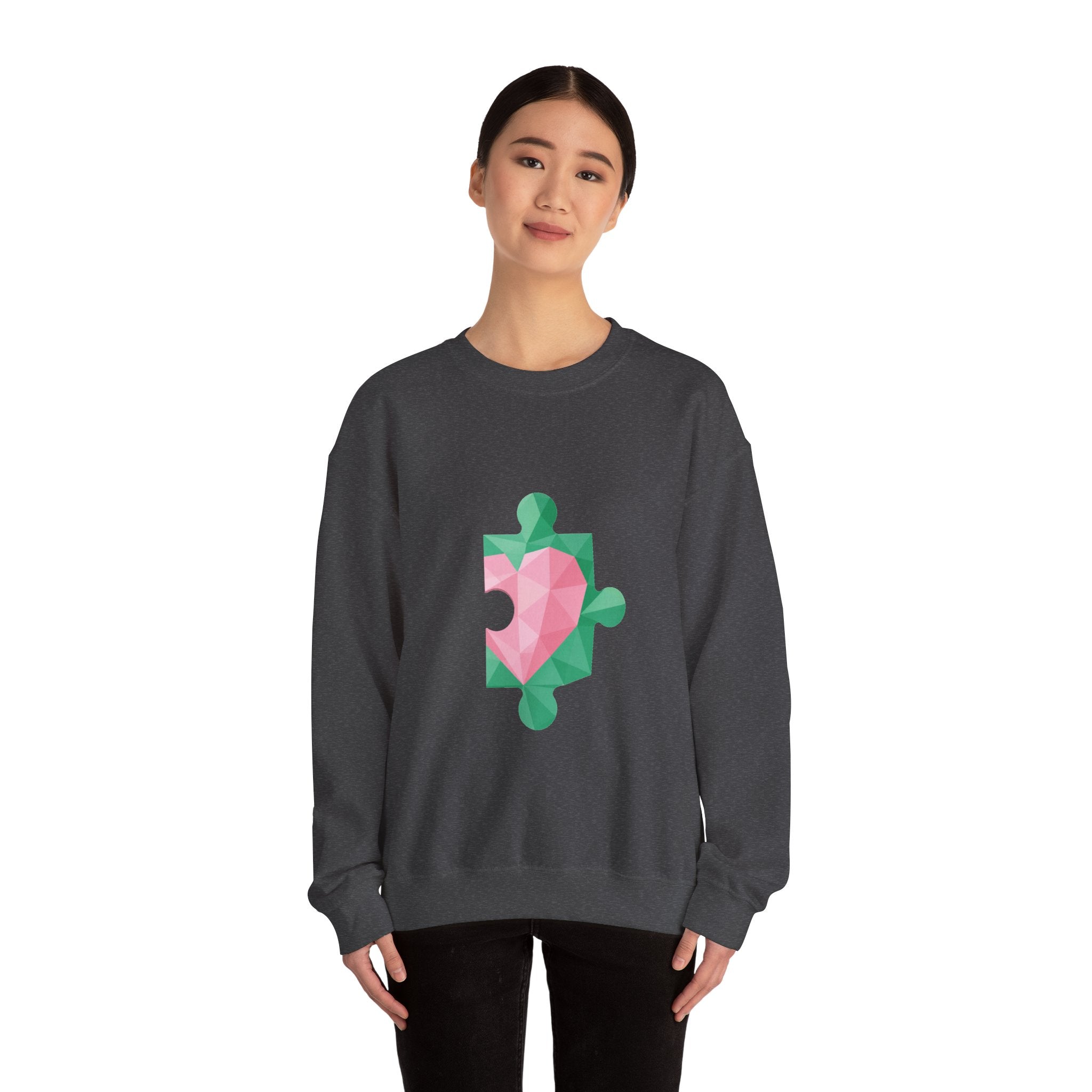 Matching Couple Sweatshirt - Puzzle Pieces Matching Couple Crewneck Sweatshirt Geometric Art His Hers Couple Gift - Design B